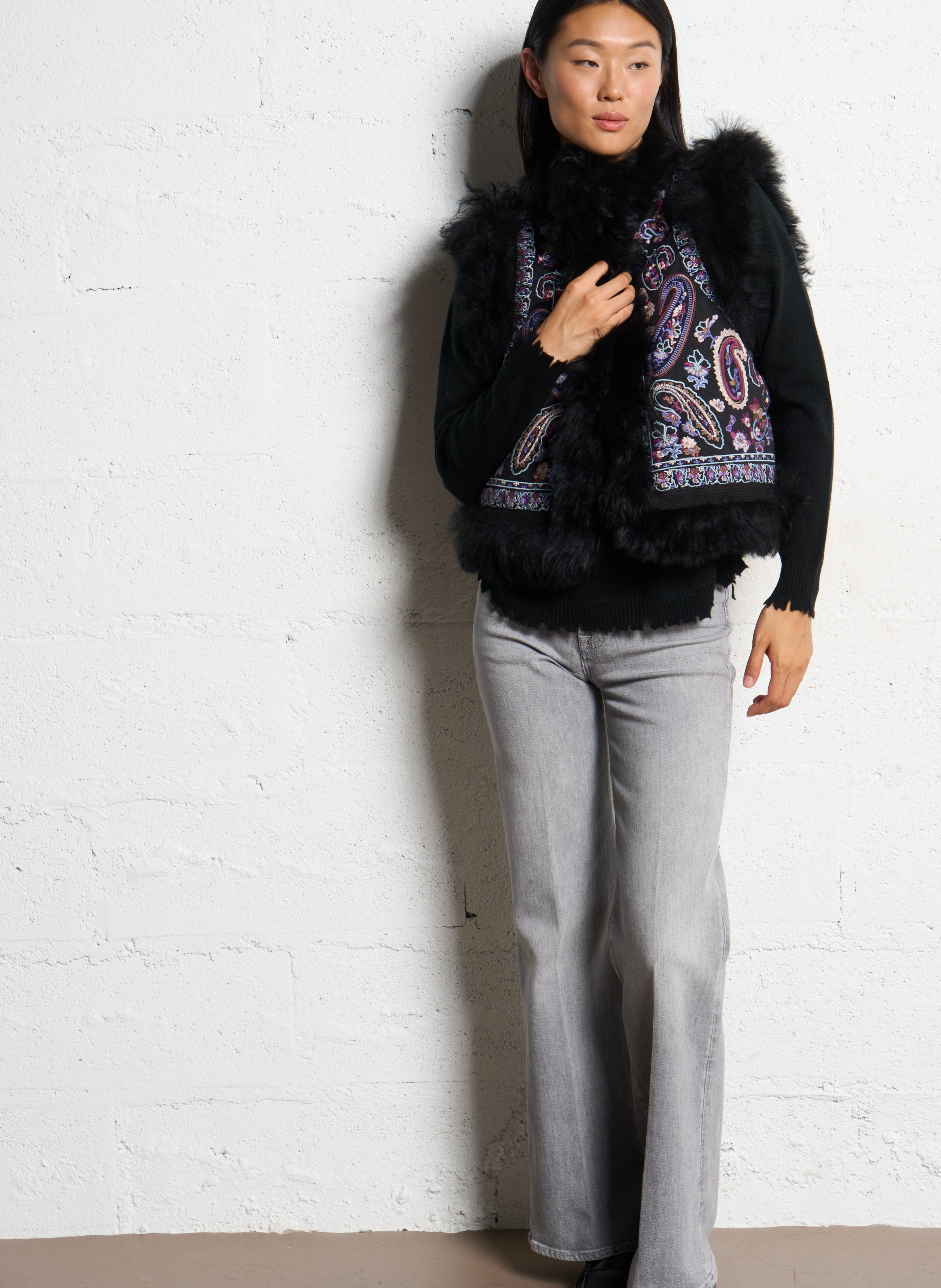 Gerader Baumwoll-Cardigan ANTIK BATIK Schwarz