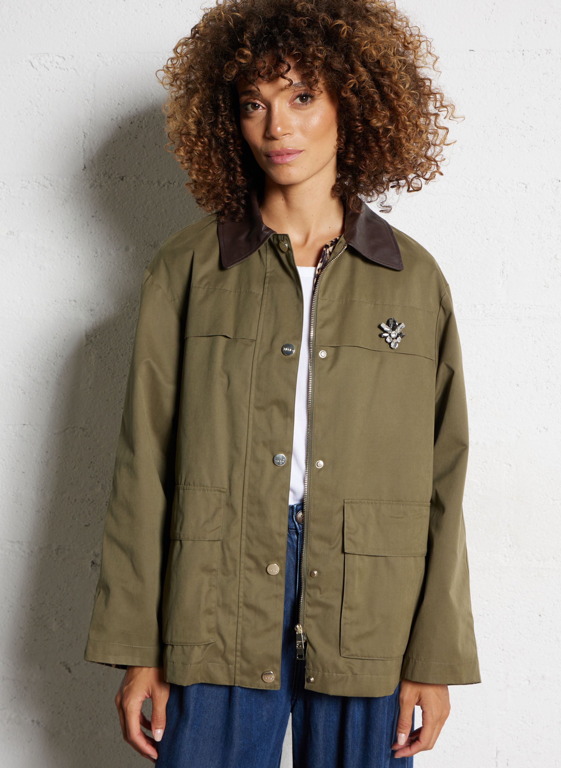 Manteau droit boutonné à col ciré LIU JO Violet