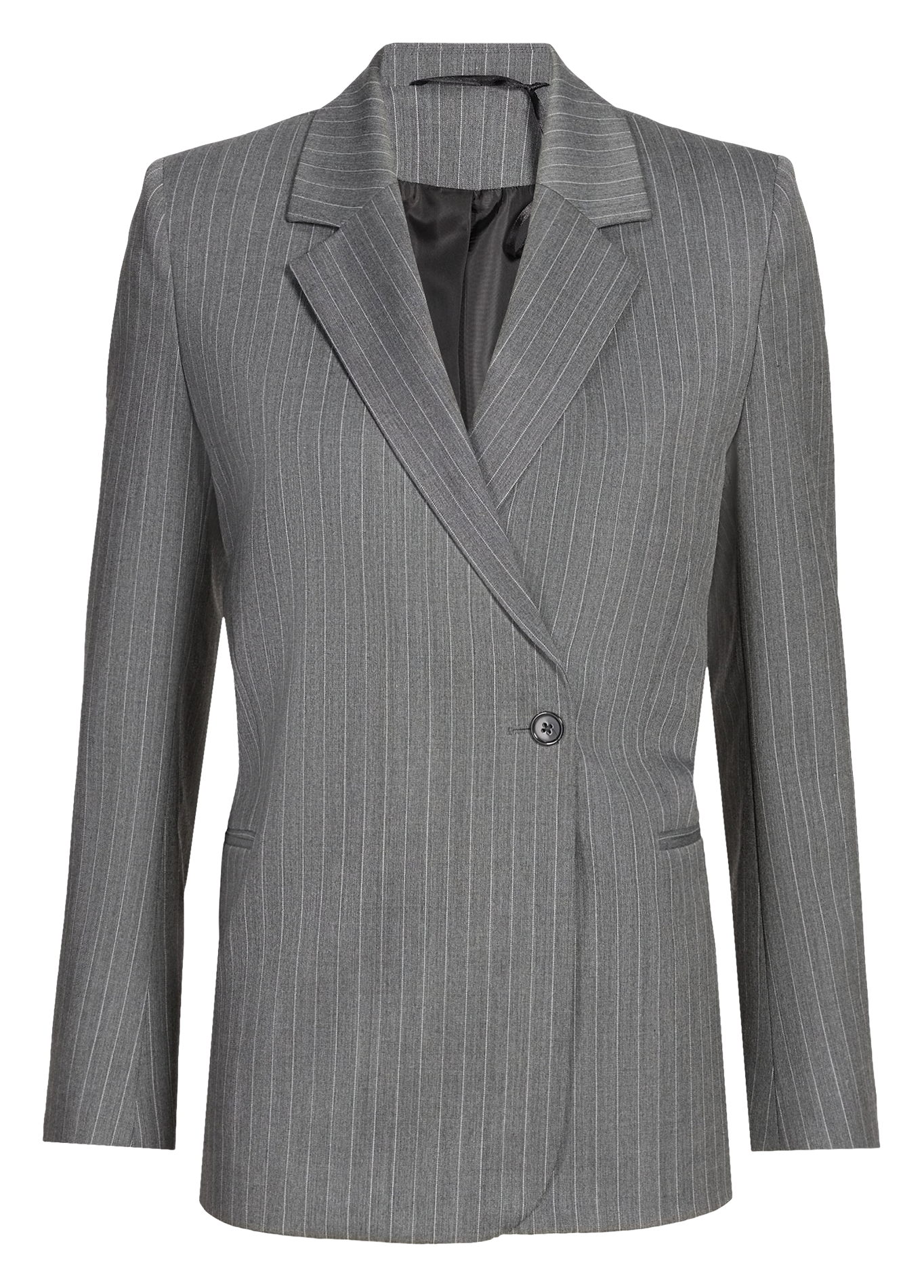 Cross-buttoned tailored blazer with stripes SAISON 1865 Grey