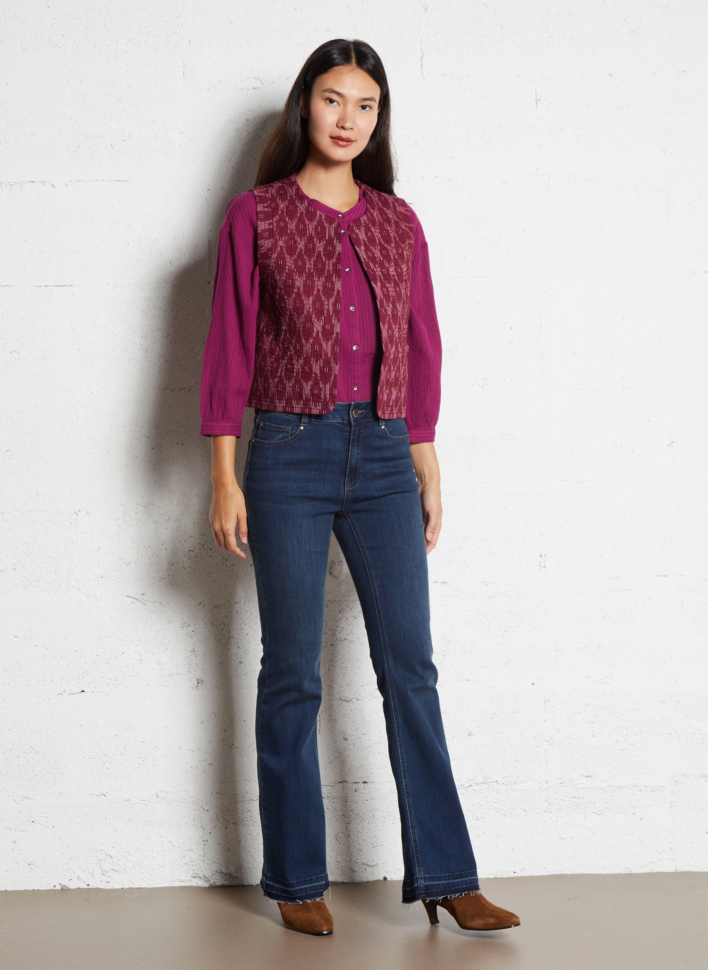 Veste col rond en coton MAISON 123 Violet