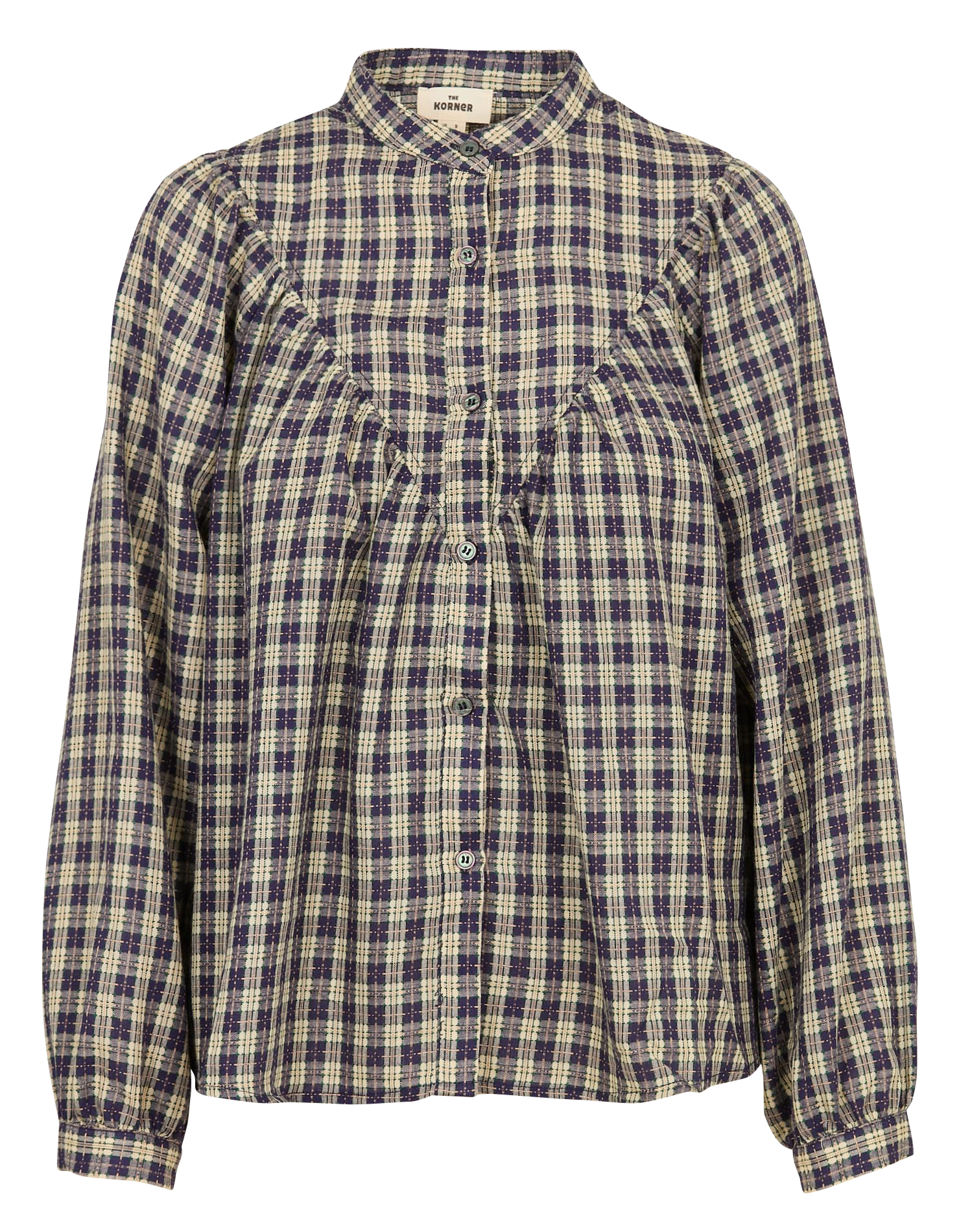 Baumwollbluse mit Rundhalsausschnitt THE KORNER Blau