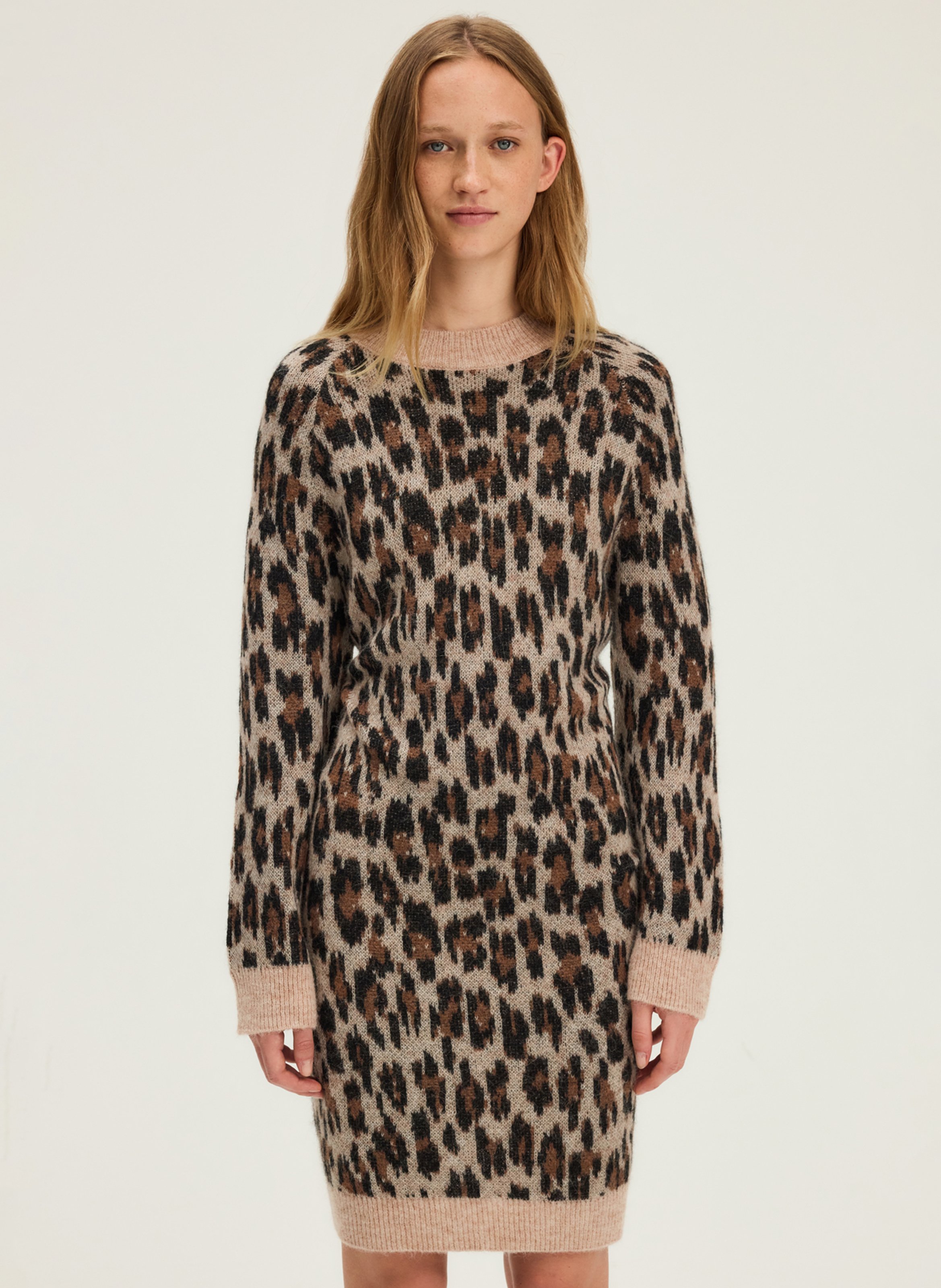 Leopard print sweater dress PABLO Beige