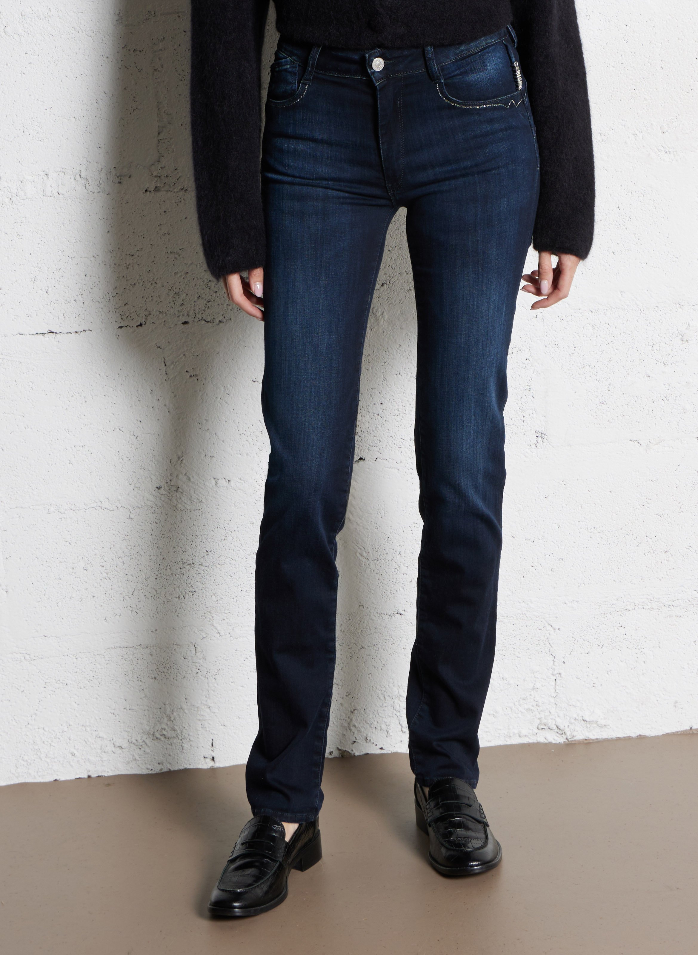 Jean droit en coton mélangé LE TEMPS DES CERISES Bleu