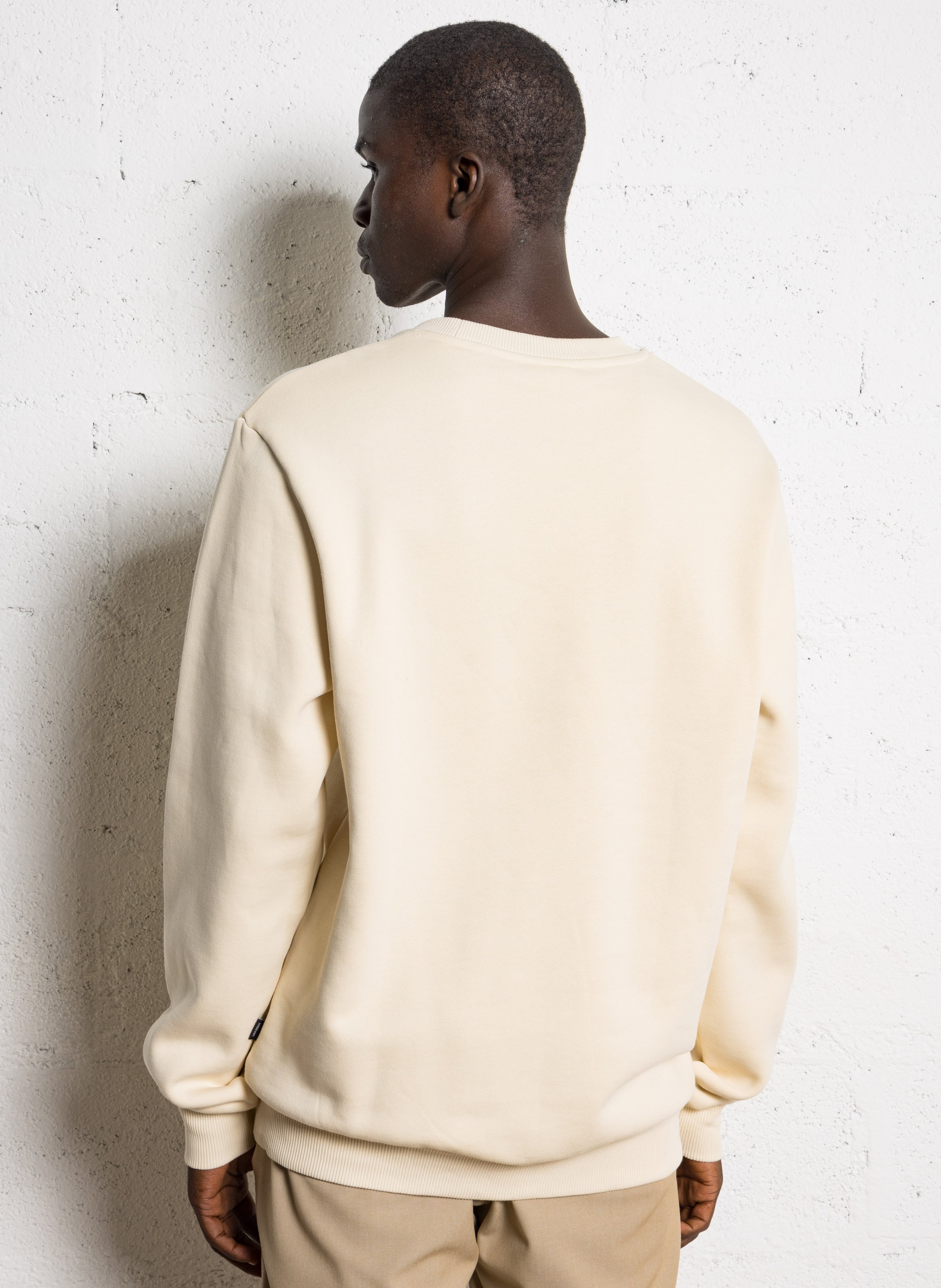 Sweat droit uni à broderie en coton LES DEUX Beige