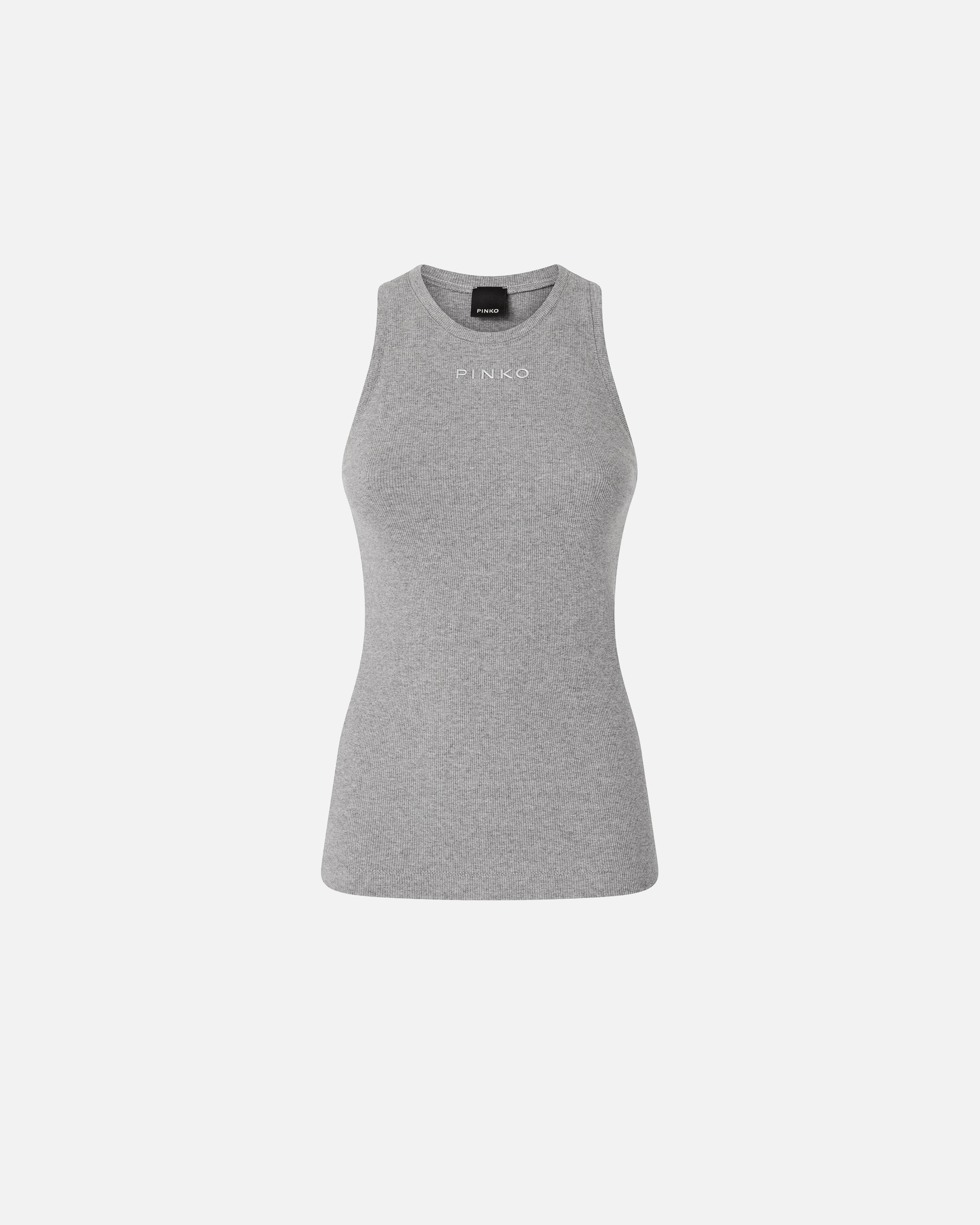 Ribbed sleeveless top PINKO Grey