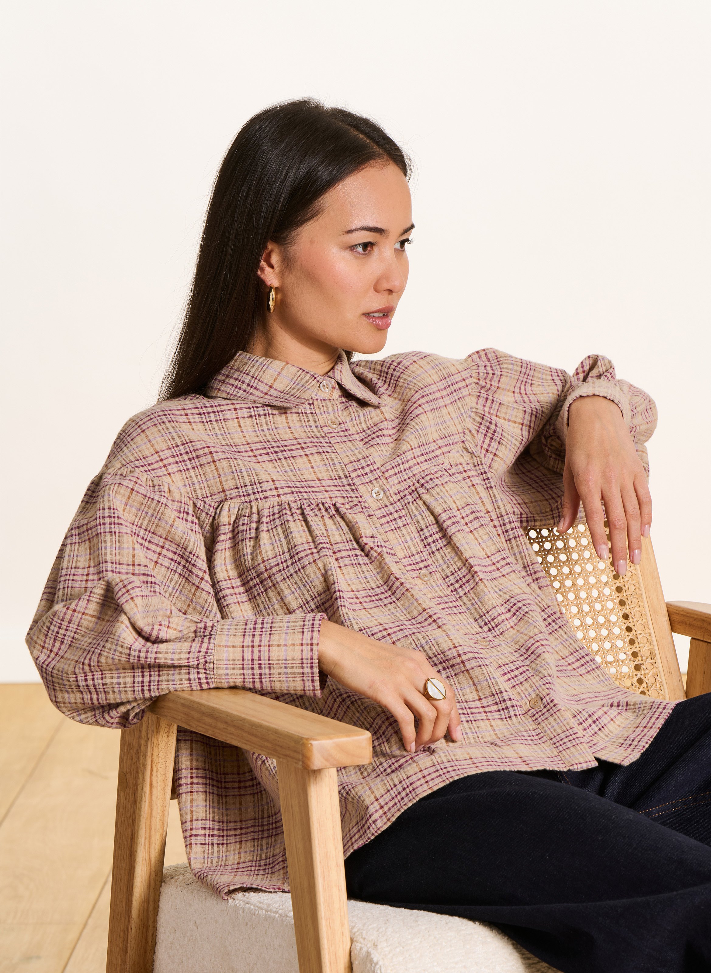 Chemise oversize col classique LA FEE MARABOUTEE Violet