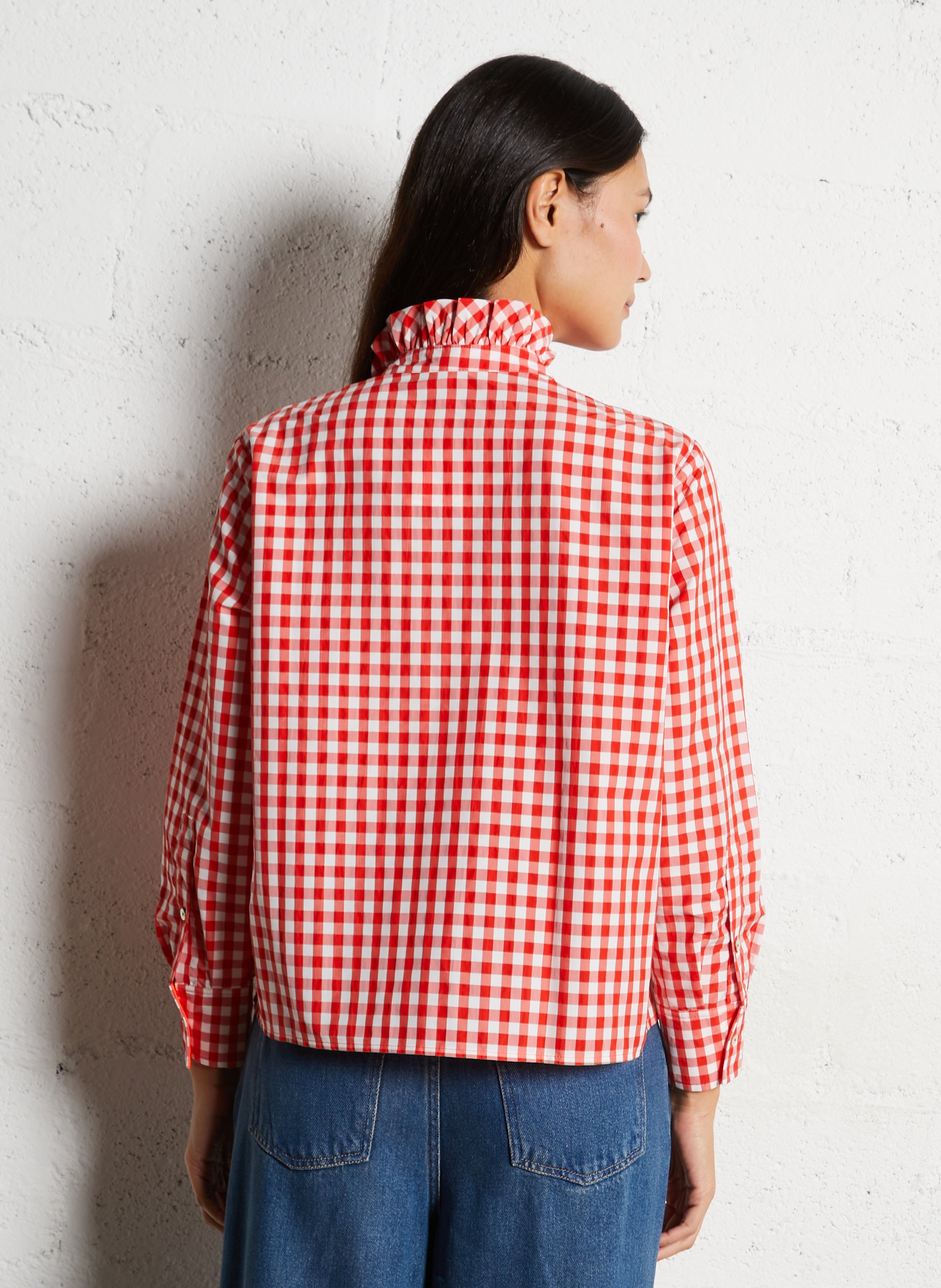 Chemise droite à carreaux en coton  DR BLOOM Rouge