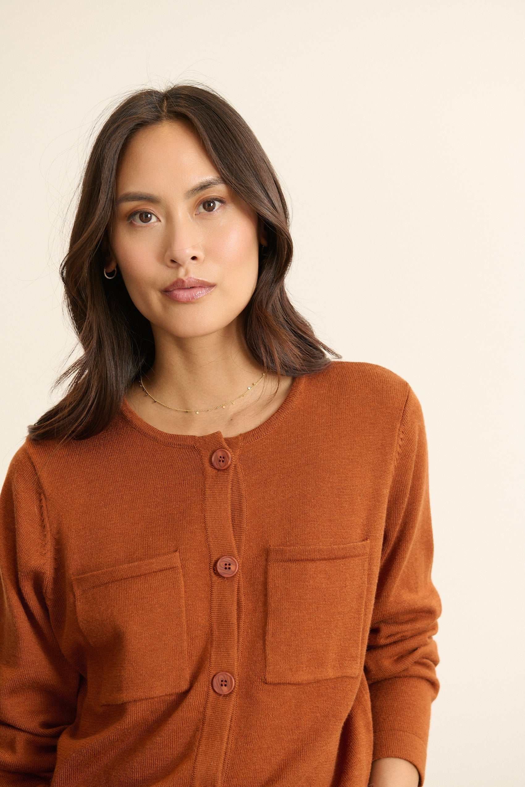 Long-sleeved button-up cardigan GARANCE PARIS Brown