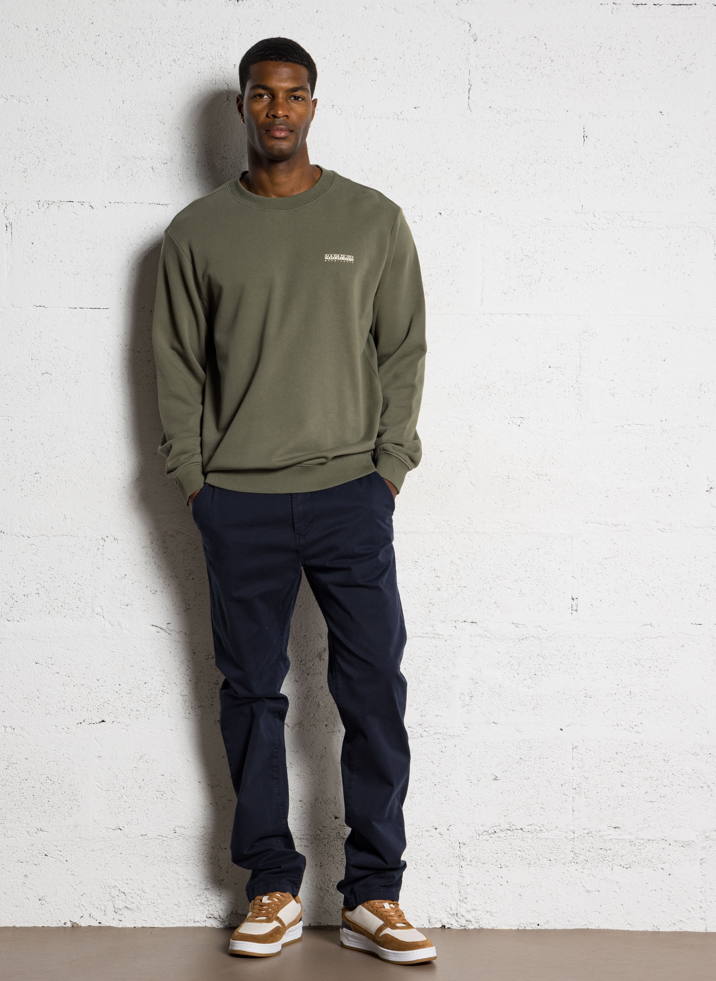 Sweat droit col rond en coton NAPAPIJRI Vert