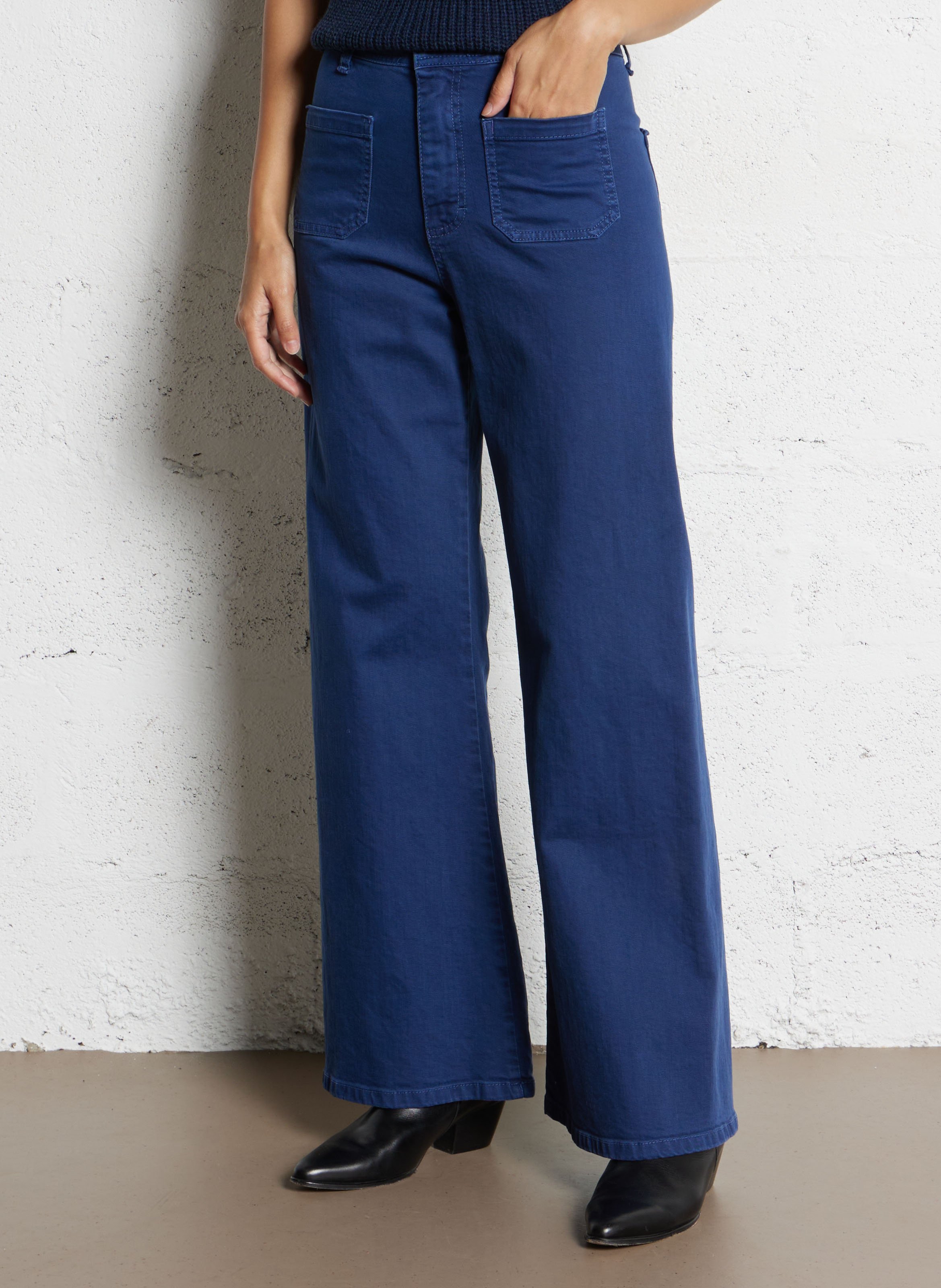 Jean large taille haute en coton PLEASE