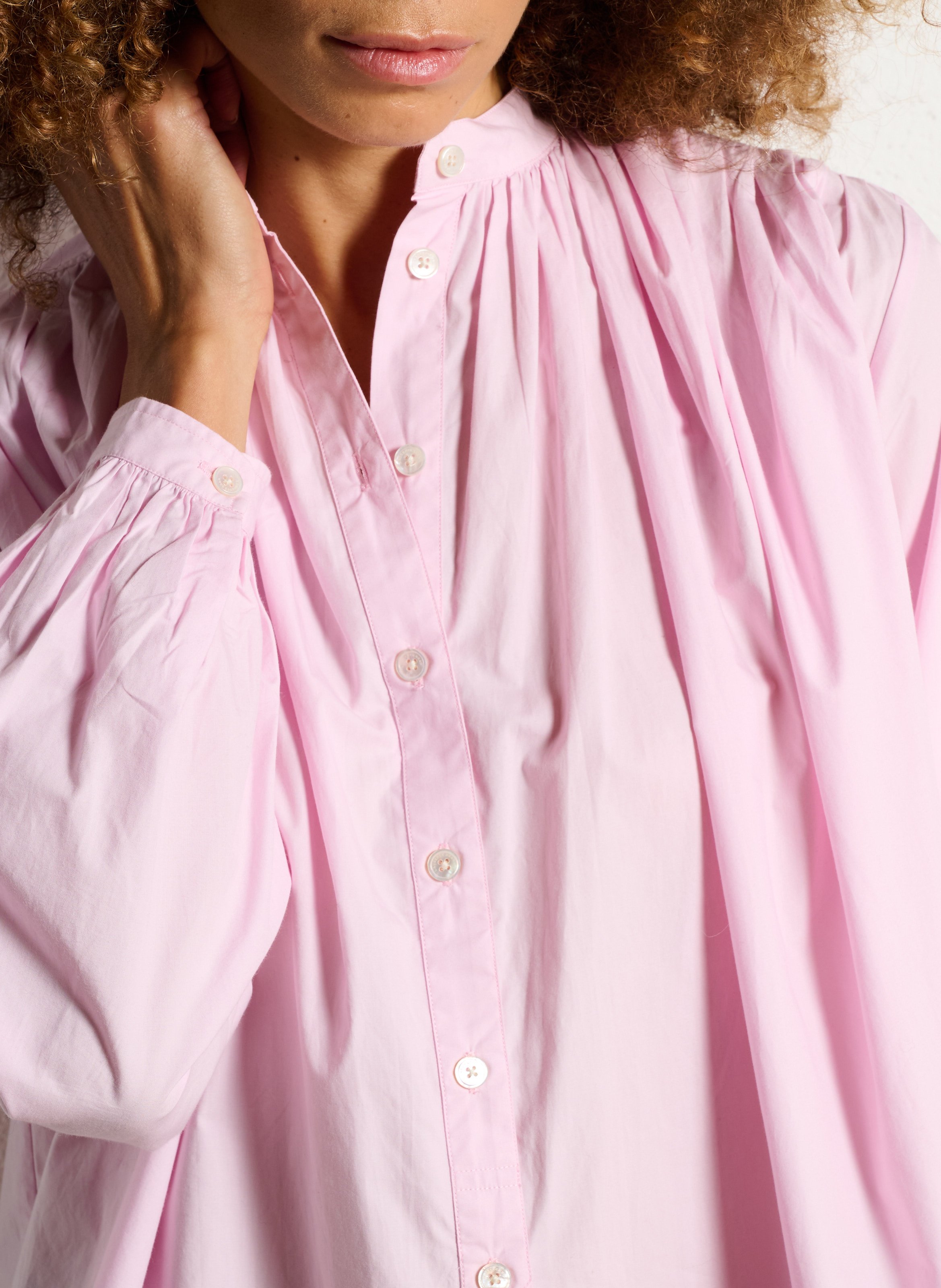 Kurzes Baumwollkleid mit Rundhalsausschnitt LAURENCE BRAS Rosa