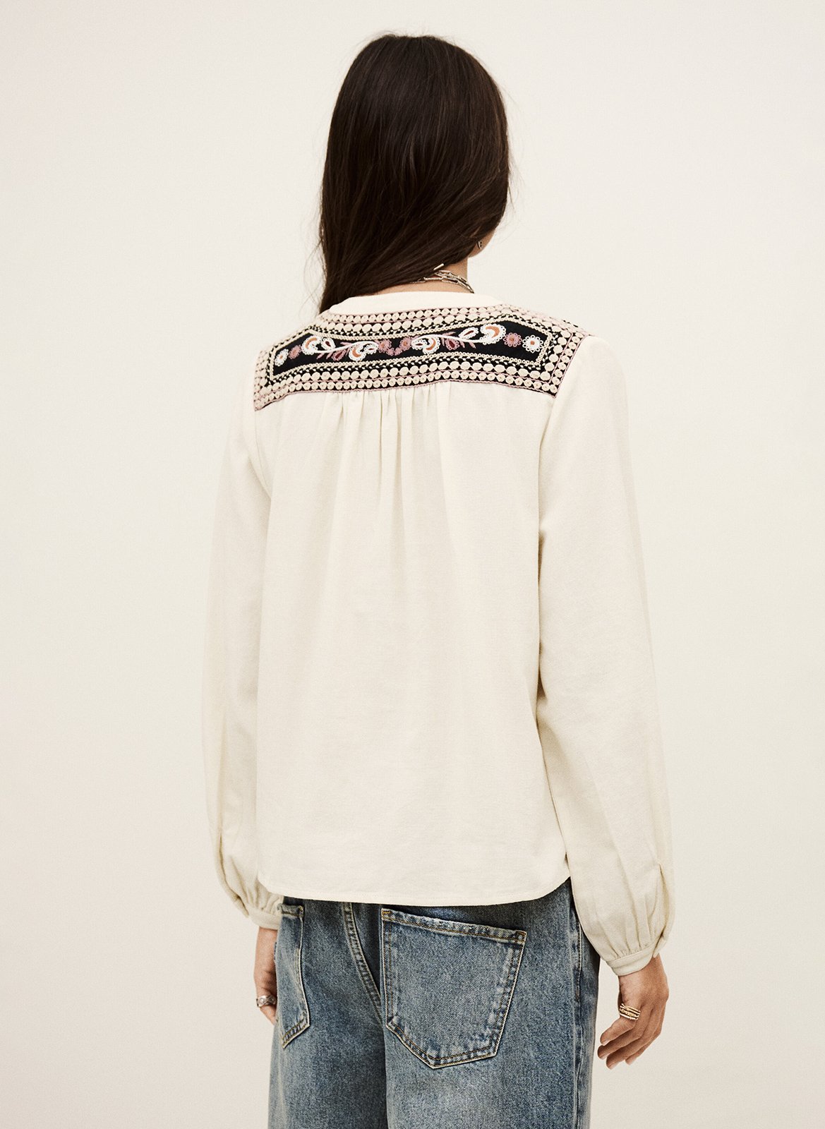 Rechte top met ronde hals van katoen BA&SH Beige