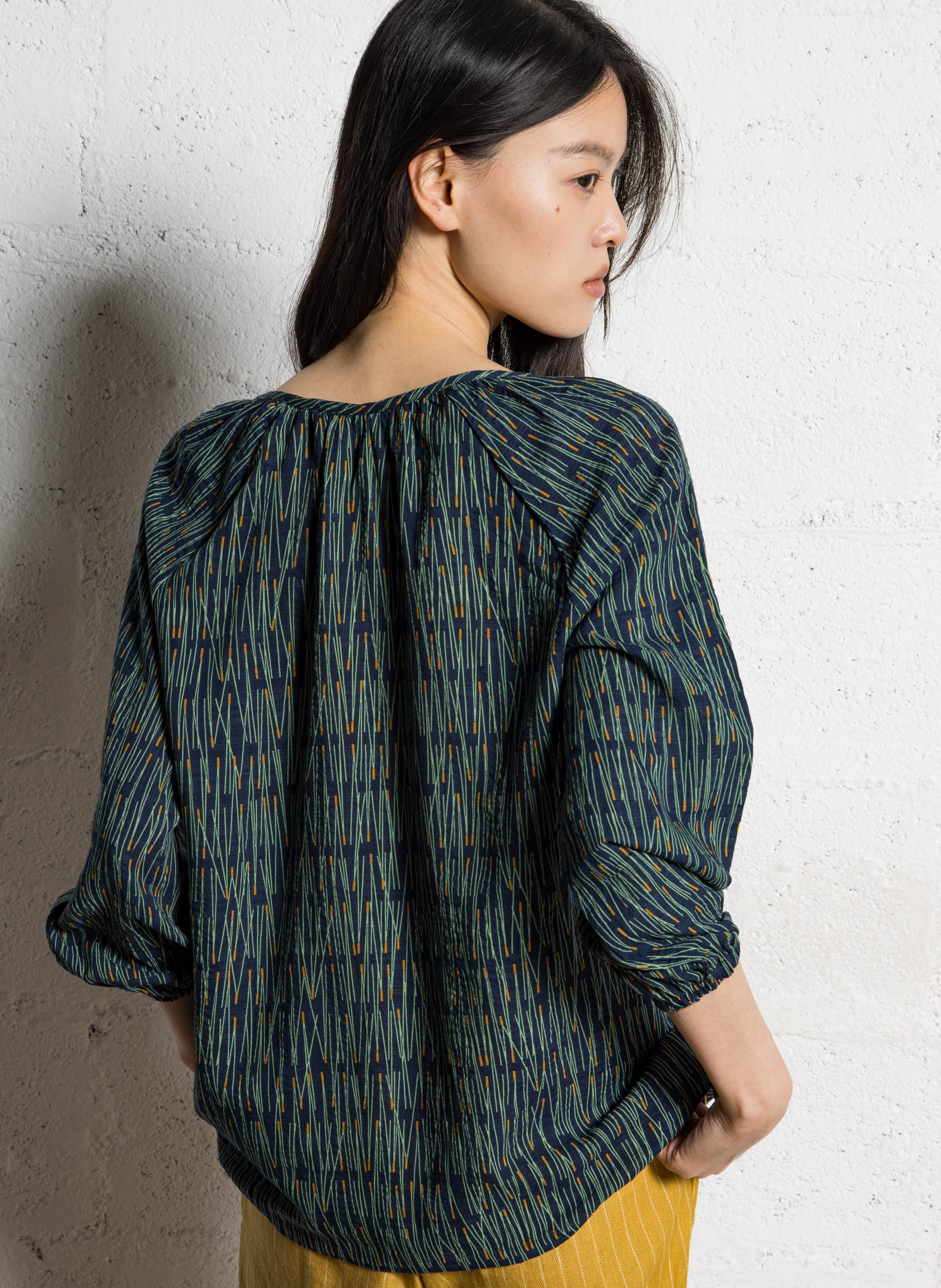 Blouse imprimée en coton mélangé NICE THINGS Bleu