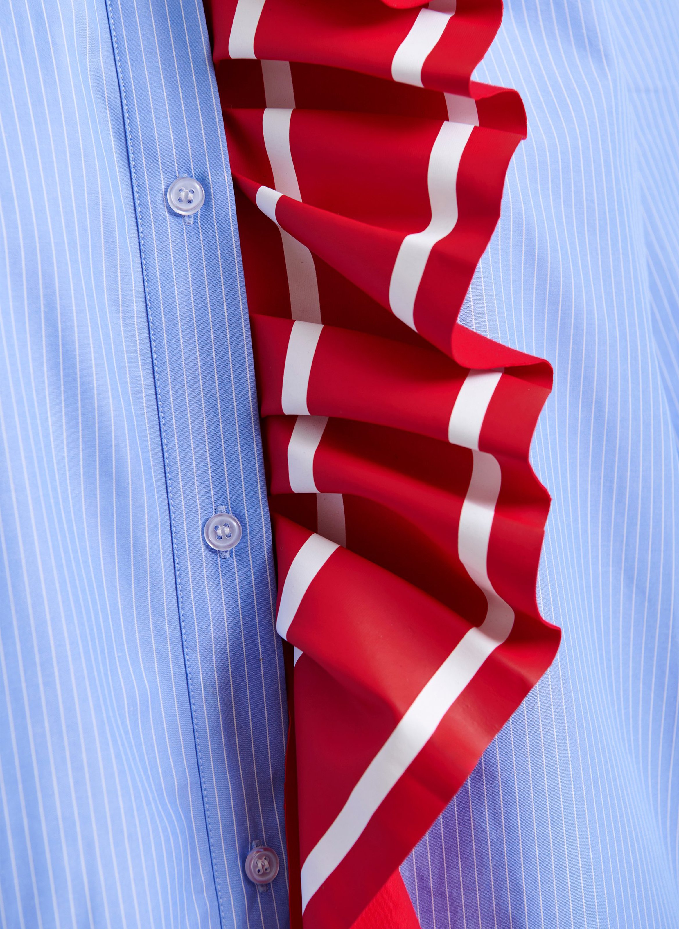 Oversize striped cotton shirt with classic collar ESSENTIEL ANTWERP Blue