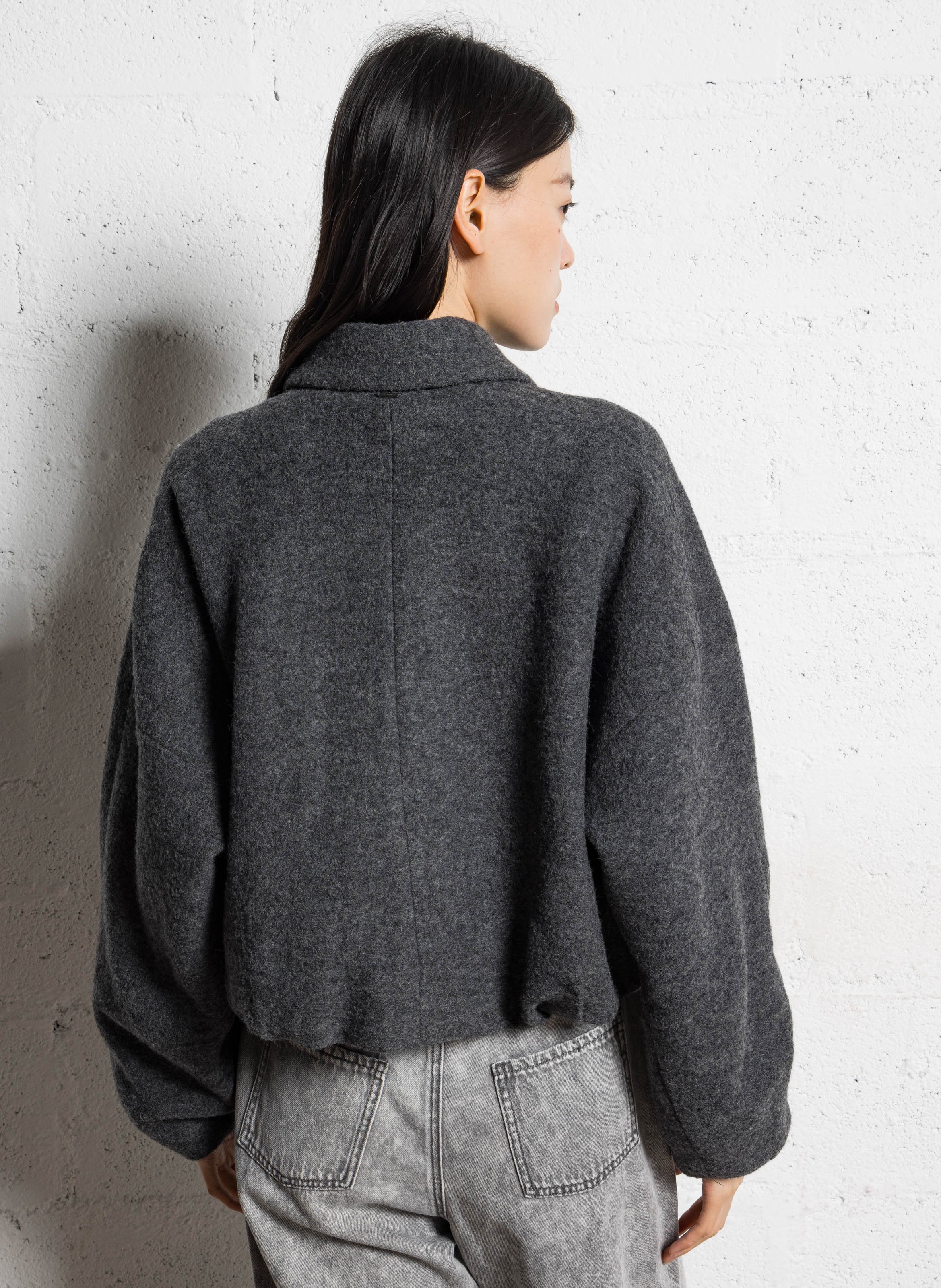 Oversized jas met klassieke kraag van wol IKKS Grijs