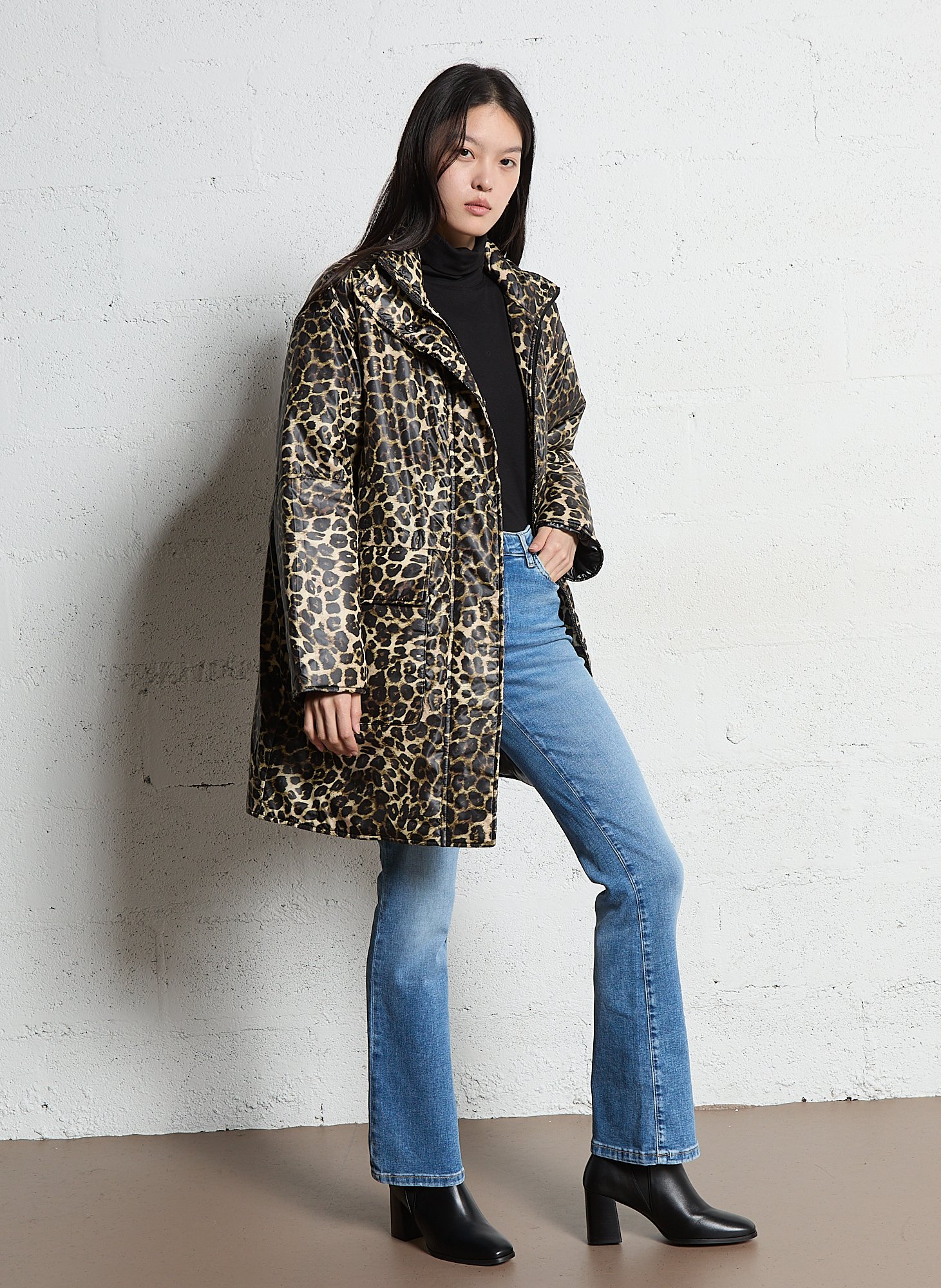 Doudoune col montant à imprimé leopard BERENICE Multicolore