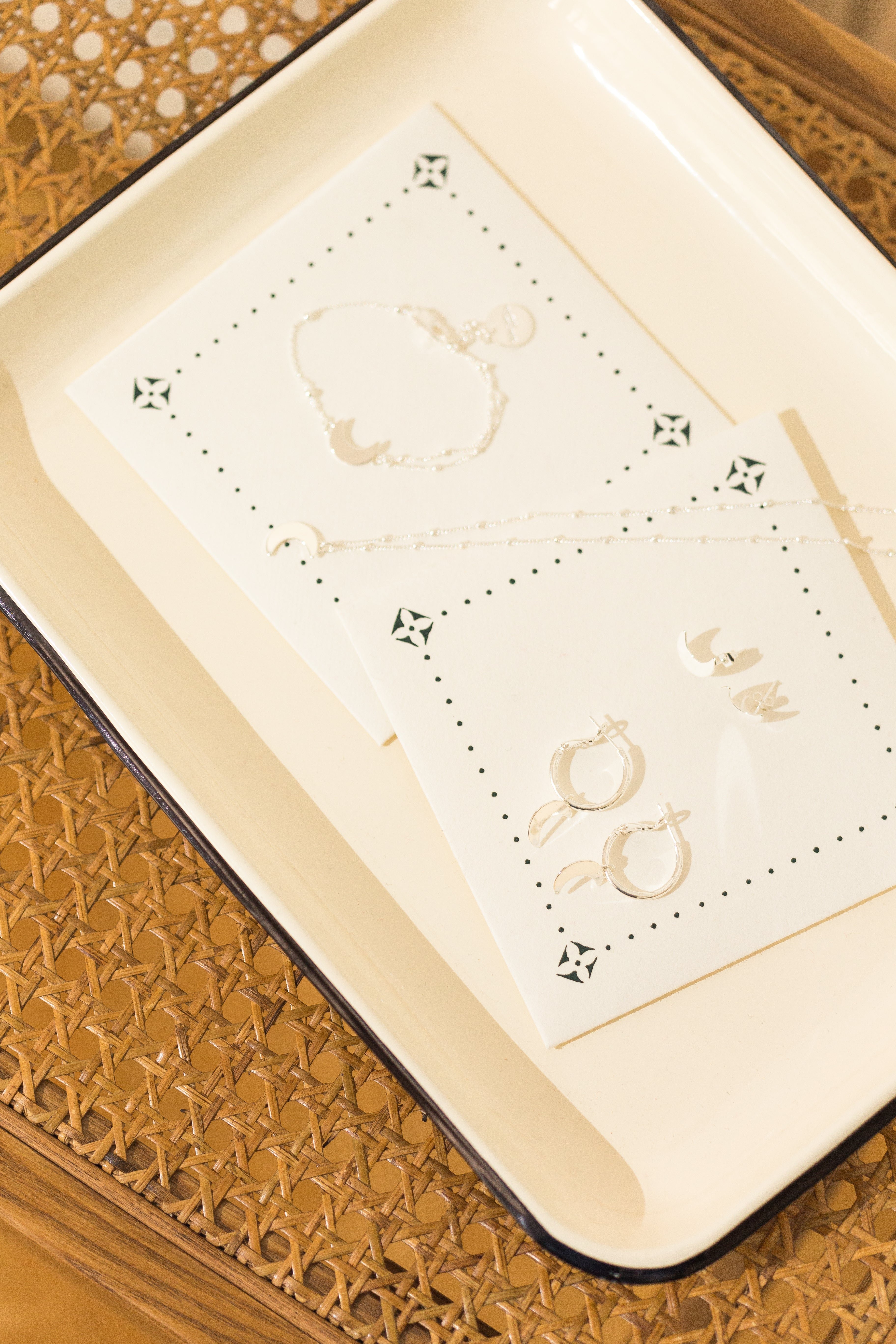 Moon-shaped gold-plated stud earrings Silver