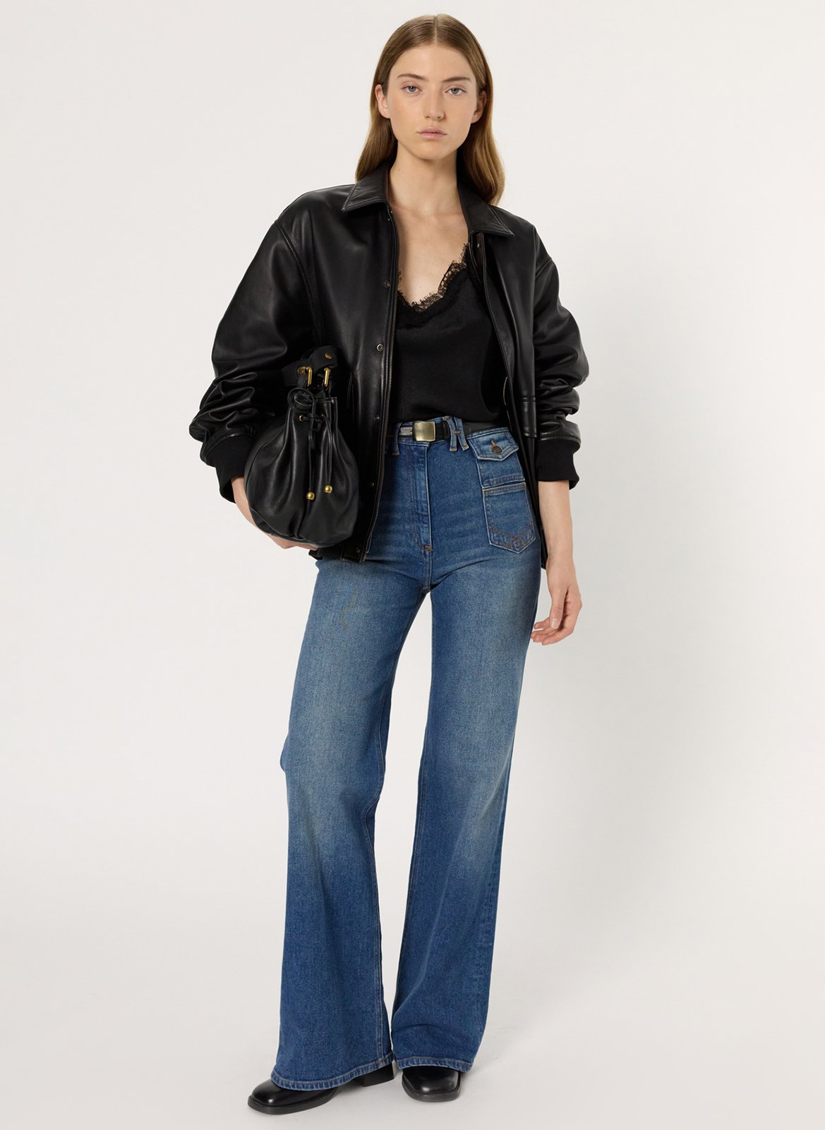 Recht, leren jasje GERARD DAREL Zwart