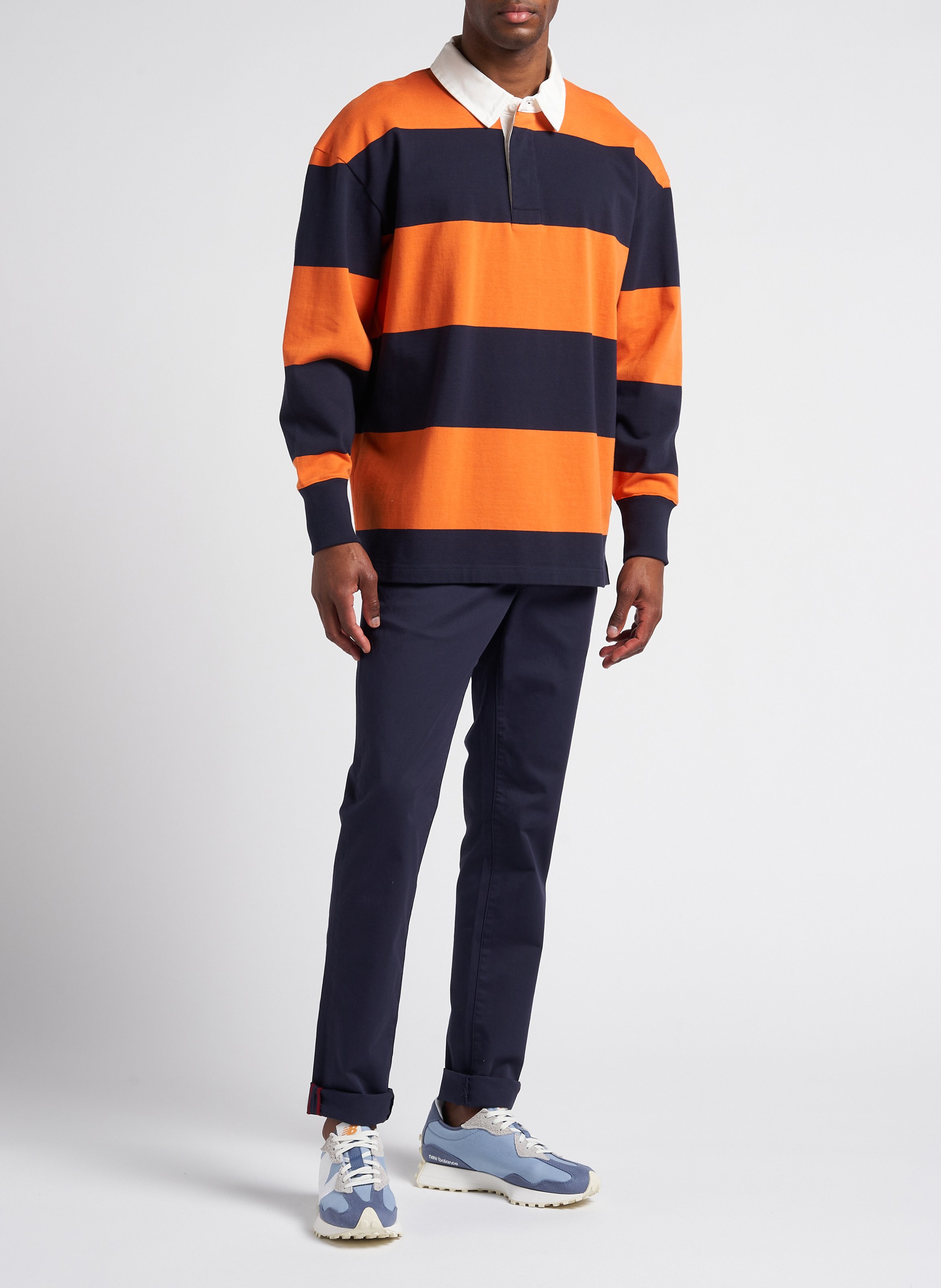 Polo manches longues à rayures en coton GANT Orange