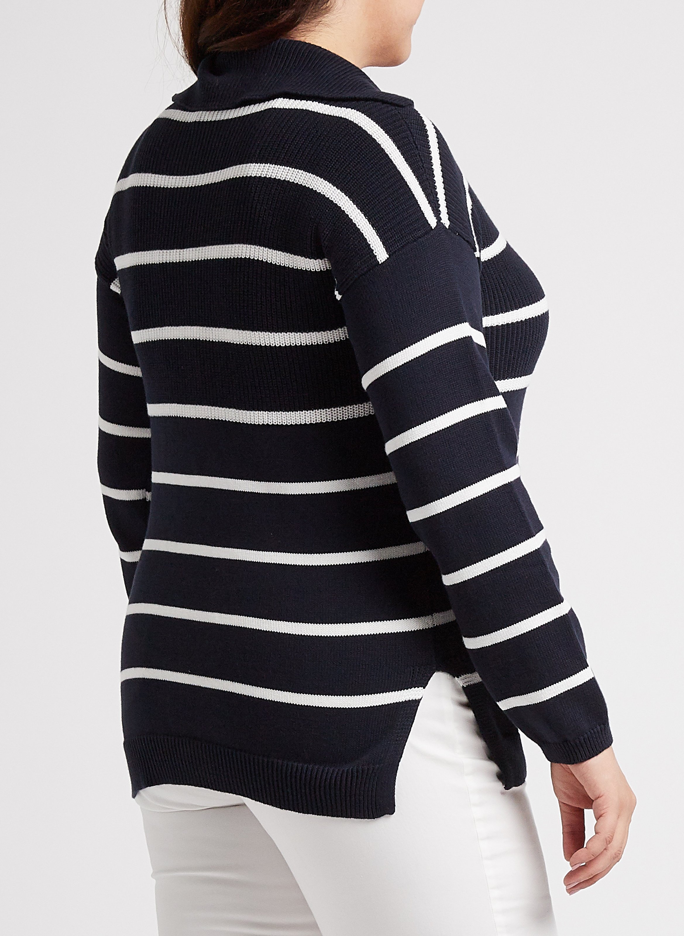 Pull marin à col tunisien en coton  PERSONA by Marina Rinaldi Bleu