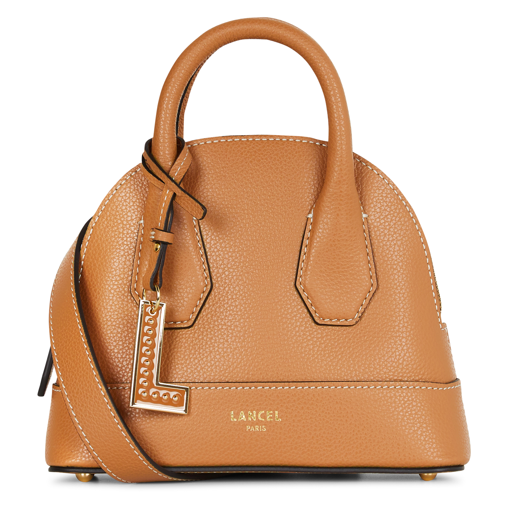 Kleine effen schoudertas van korrelig leer LANCEL