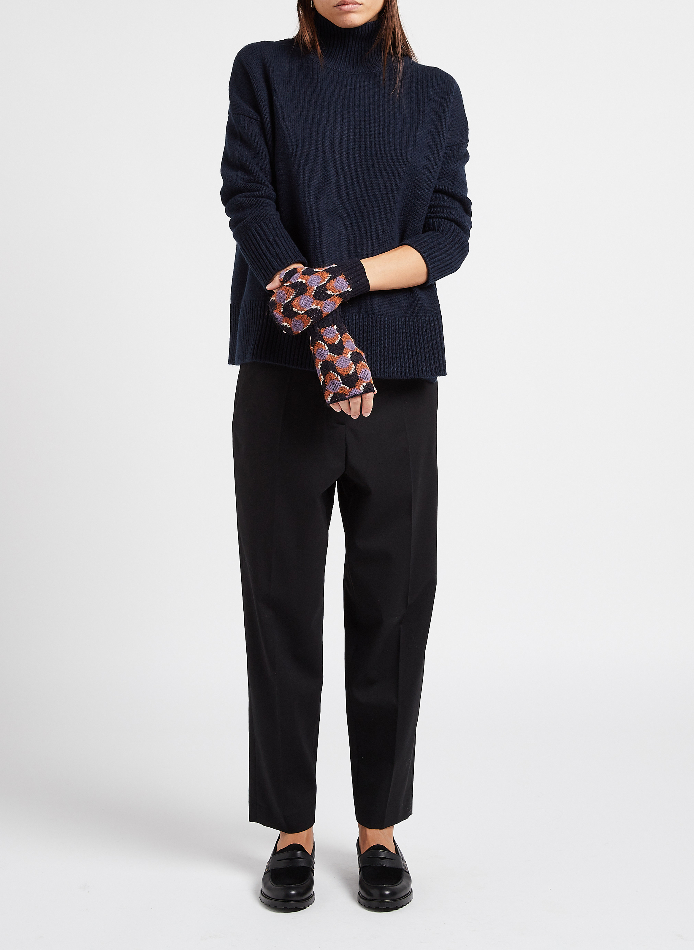 Loose-fit high-neck cashmere sweater KUJTEN Blue