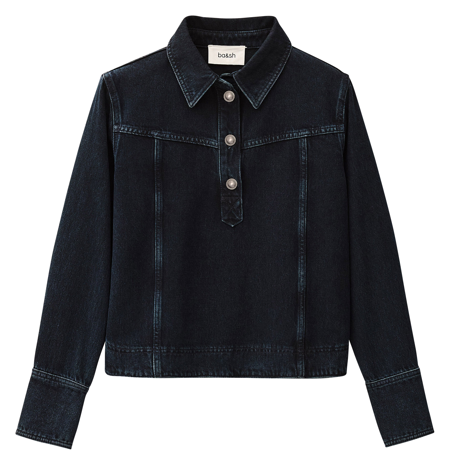 Rechte katoenen top met klassieke kraag BA&SH Blauw