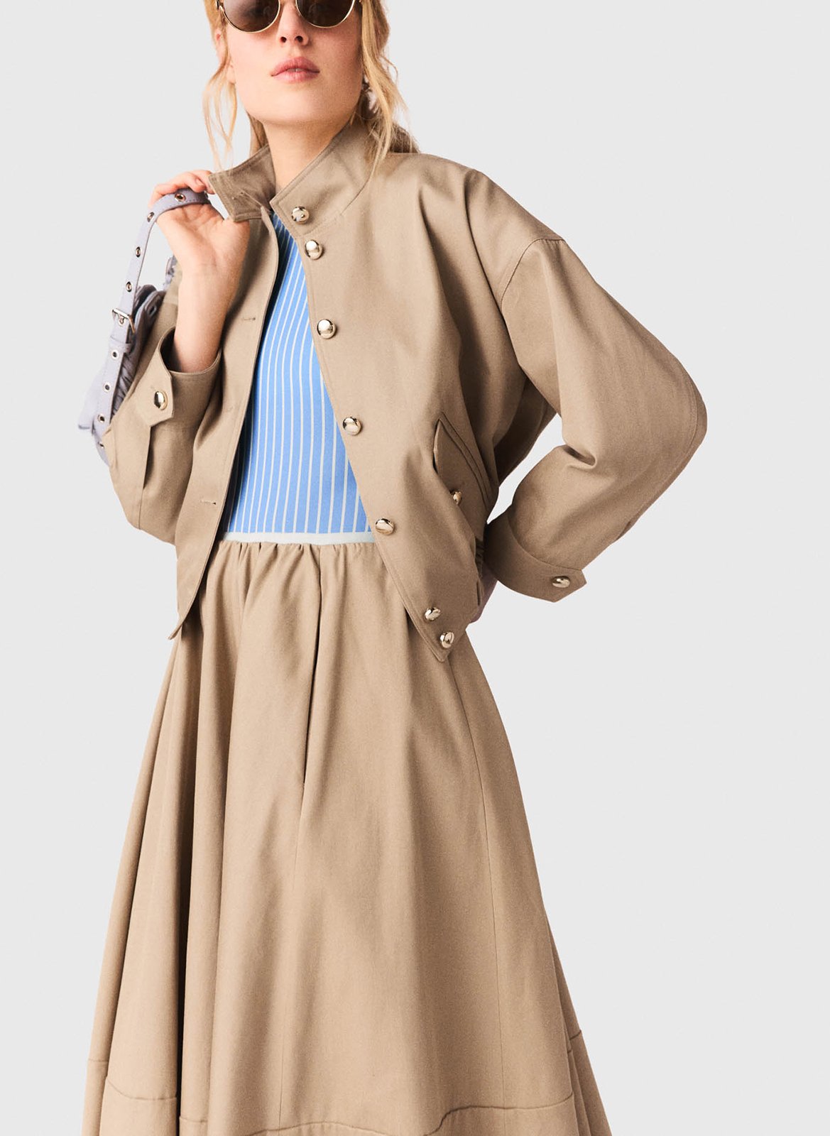 Blouson droit en coton MAJE Beige