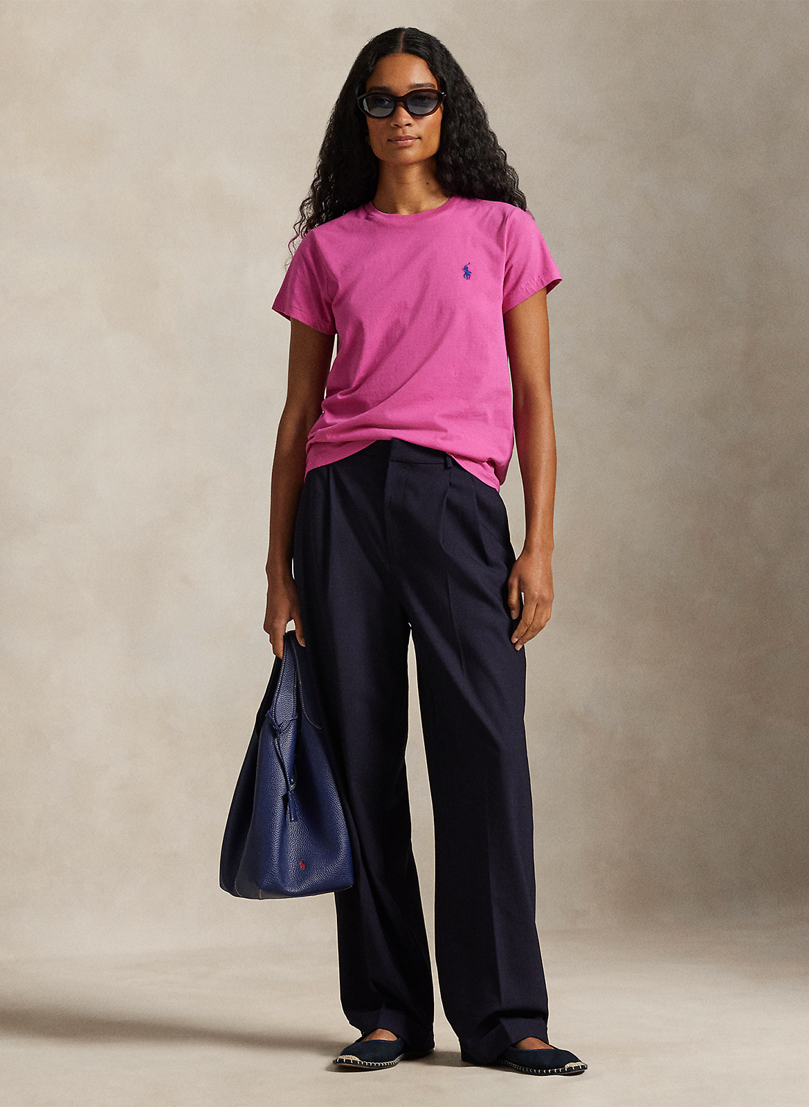 Tee-shirt manches courtes uni à logo POLO RALPH LAUREN Rose