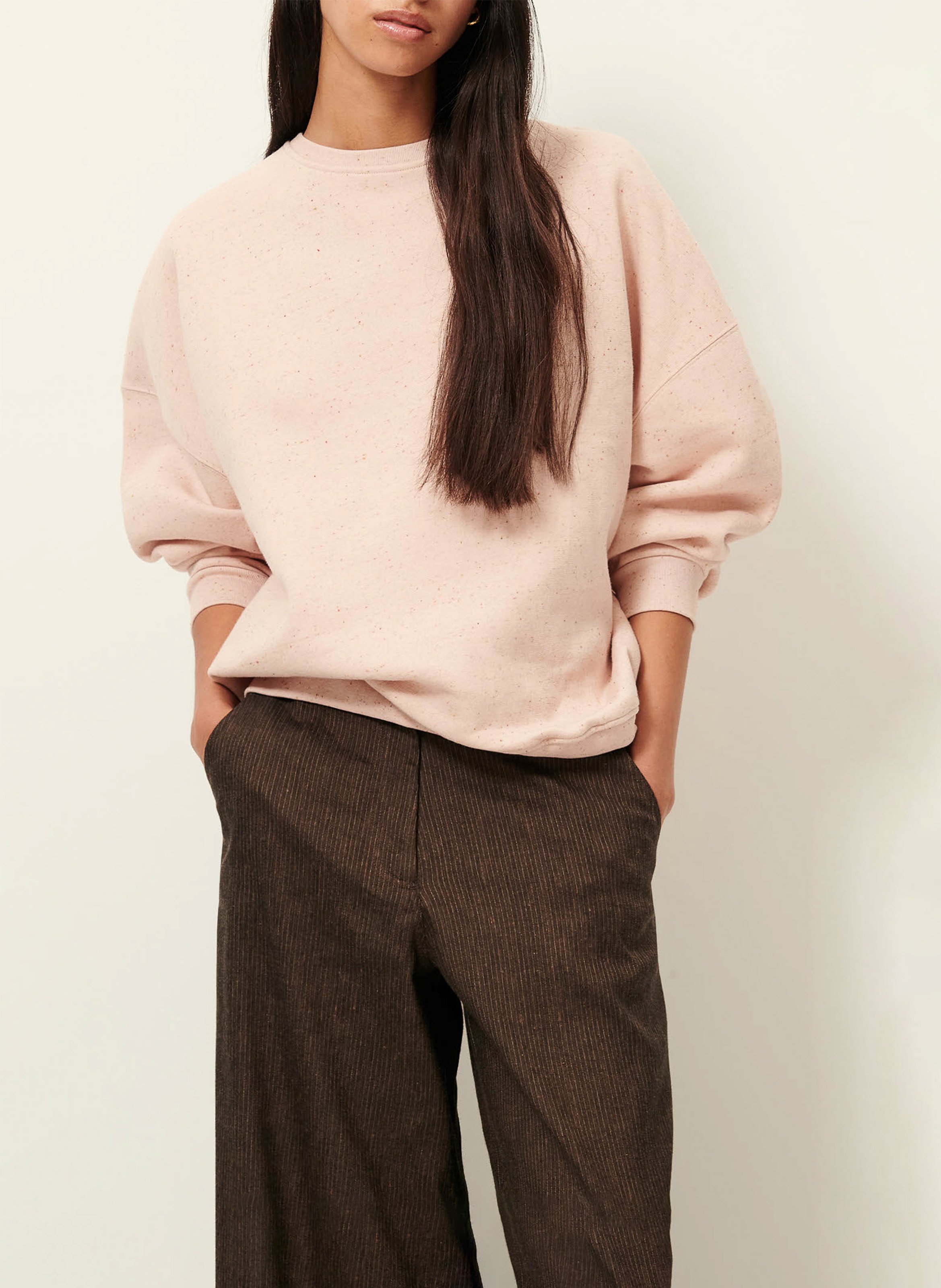 Loose-fit round-neck flecked organic cotton-blend sweater SESSUN