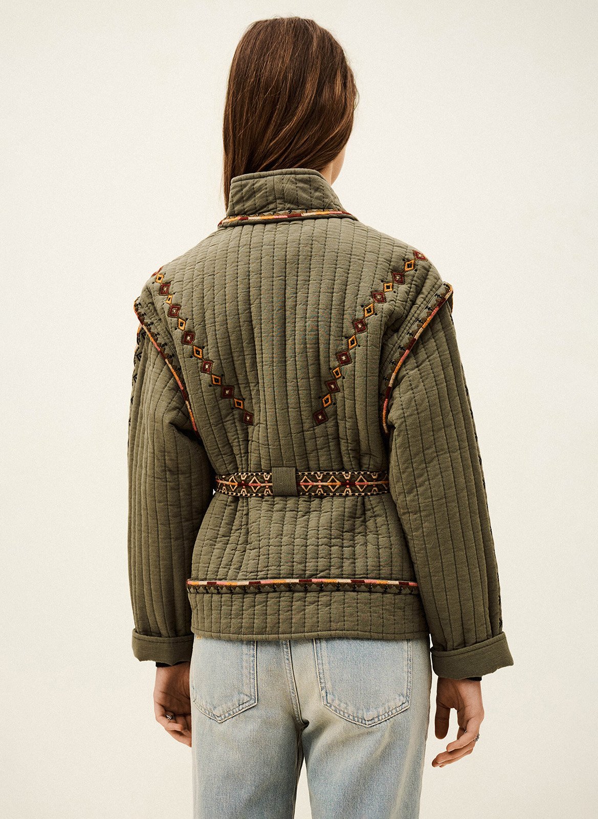 Veste col châle en coton BA&SH Kaki