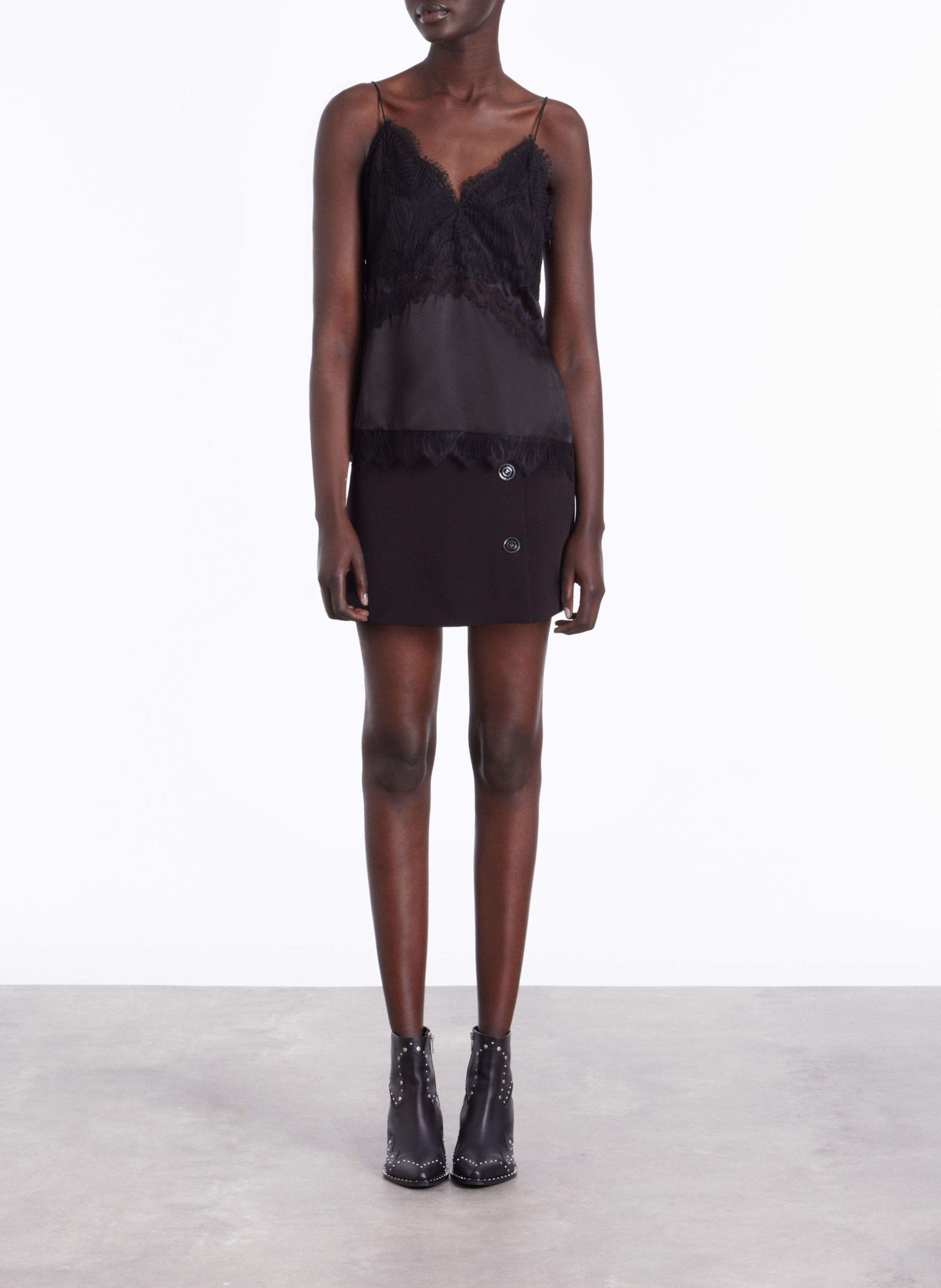 Caraco dentelle en soie  THE KOOPLES Noir