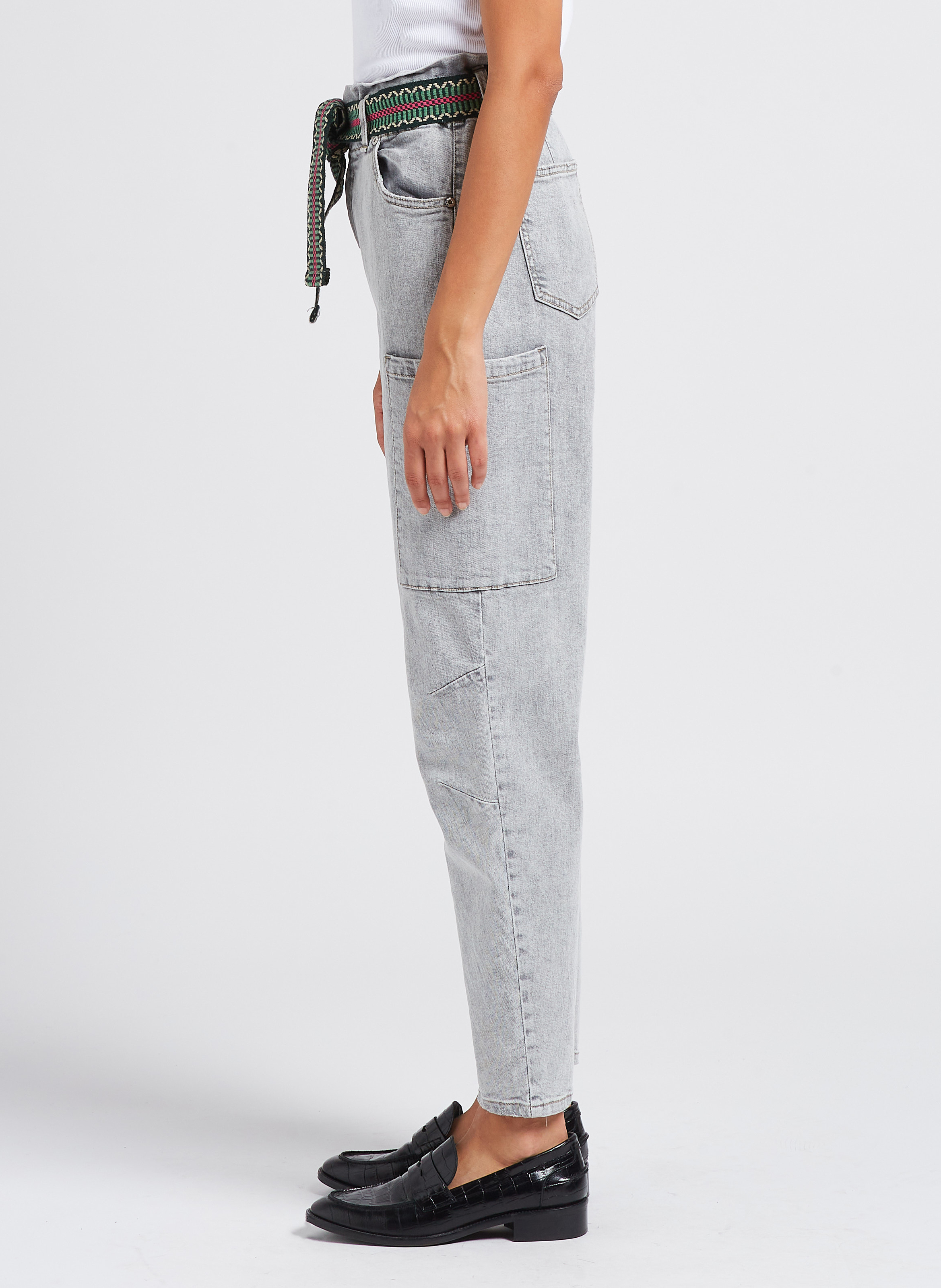 Jean droit taille haute PLEASE Gris