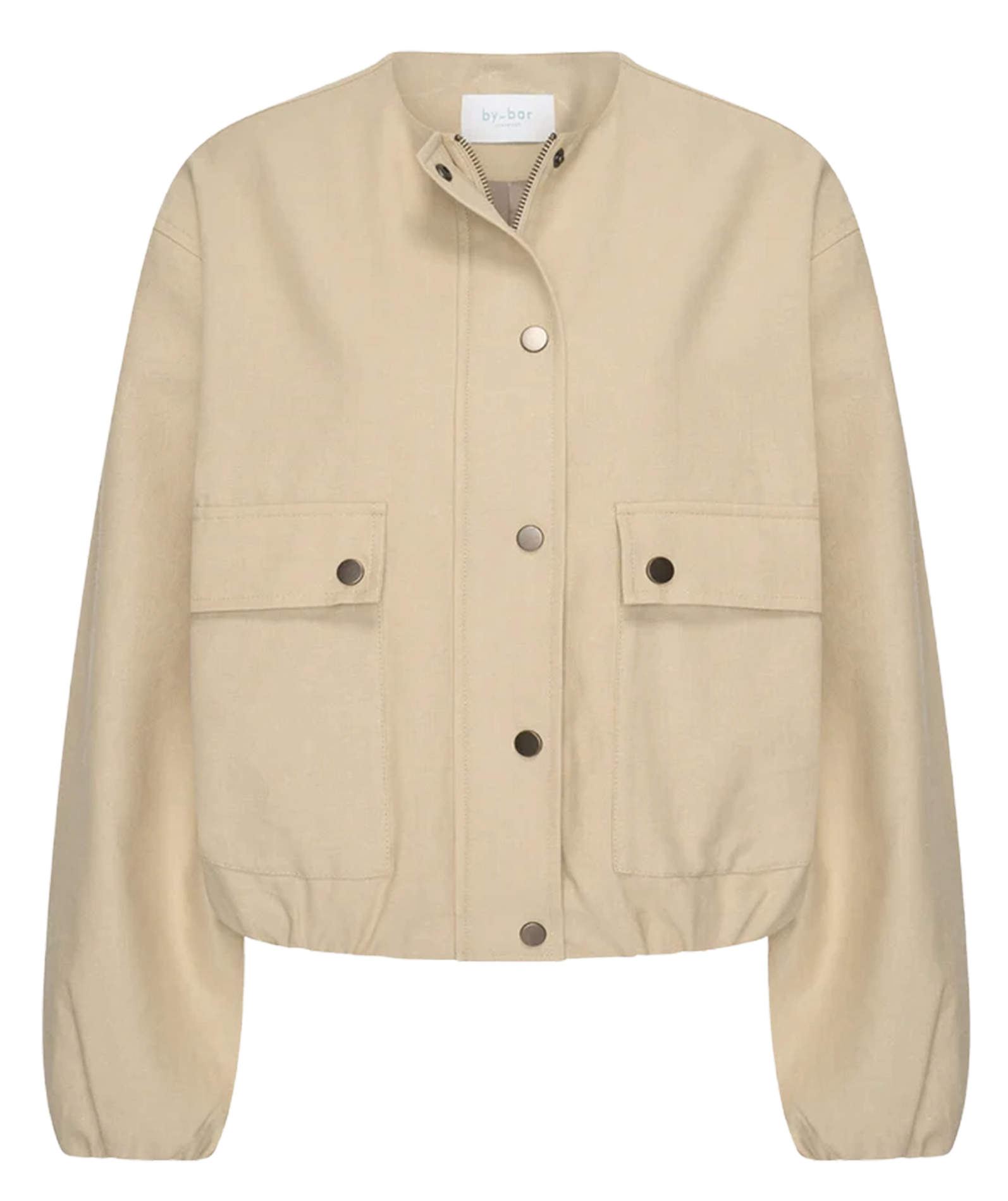 Veste oversize col rond en coton et lin mélangé BY BAR Beige
