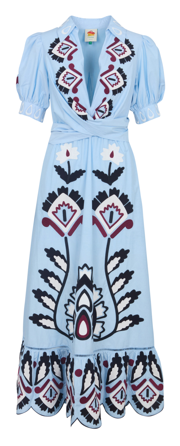 Robe longue ample brodée  FARM RIO Bleu