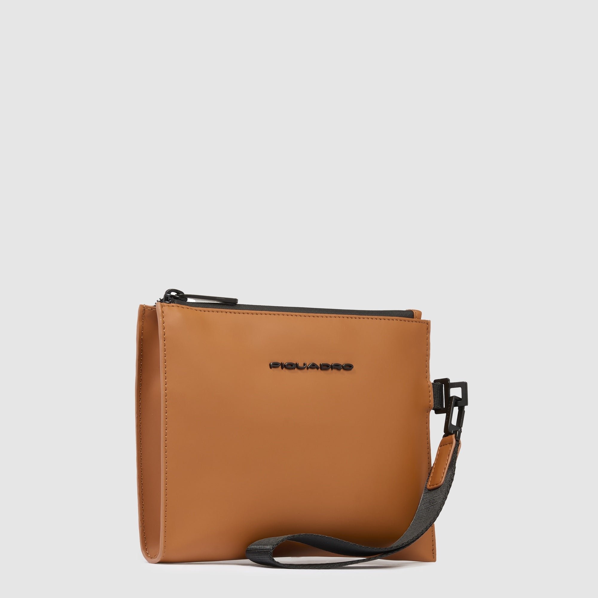 Water-repellent canvas clutch with removable handle PIQUADRO Brown