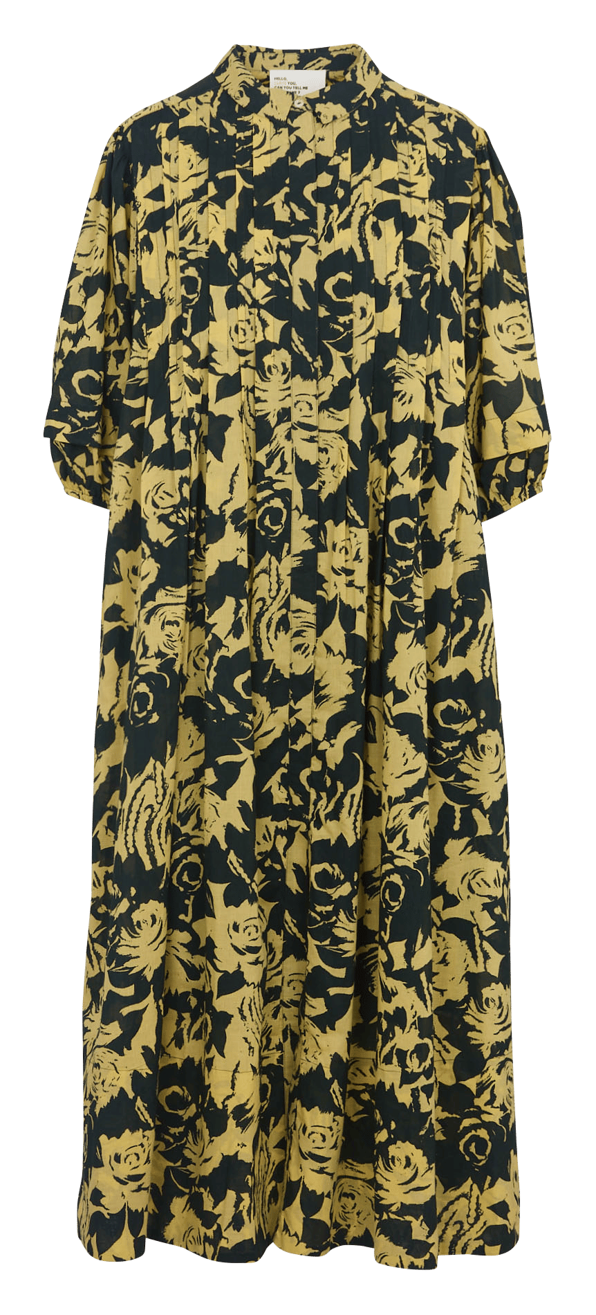 Loose-fitting long dress with classic collar in organic cotton LEON & HARPER Yellow