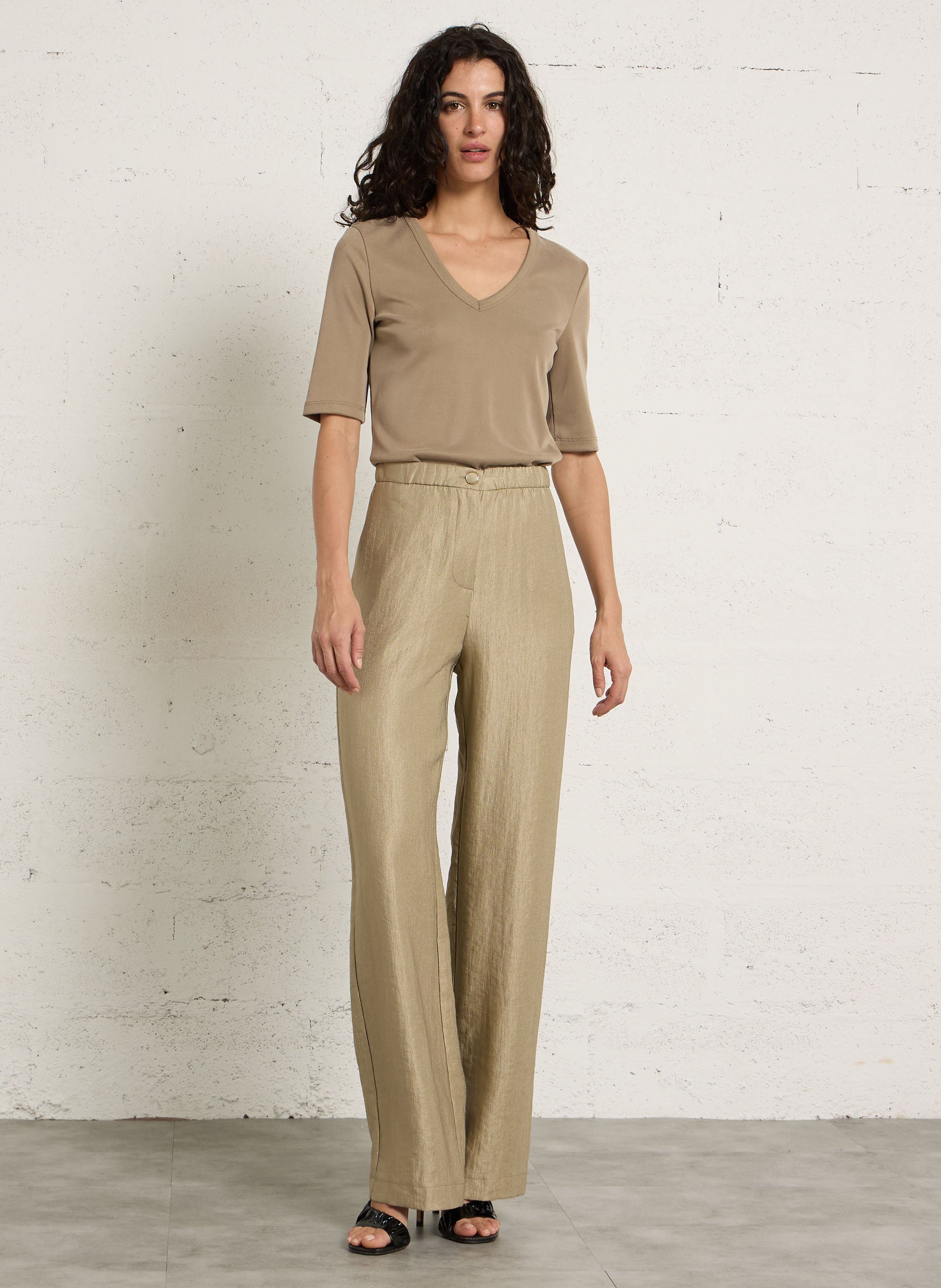 Tee-shirt droit col V IMPERIAL Beige