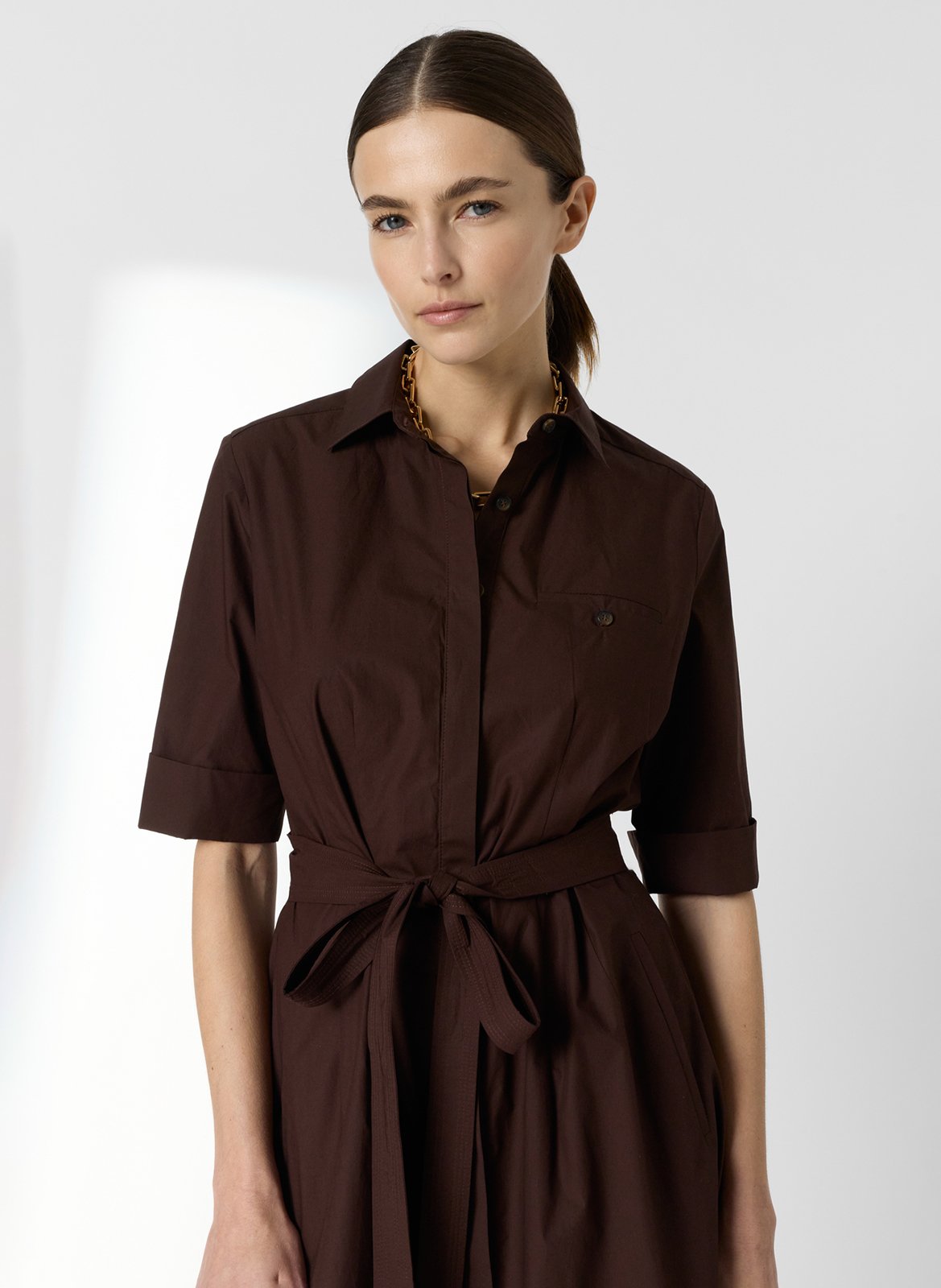 Robe midi ceinturée unie GERARD DAREL Marron