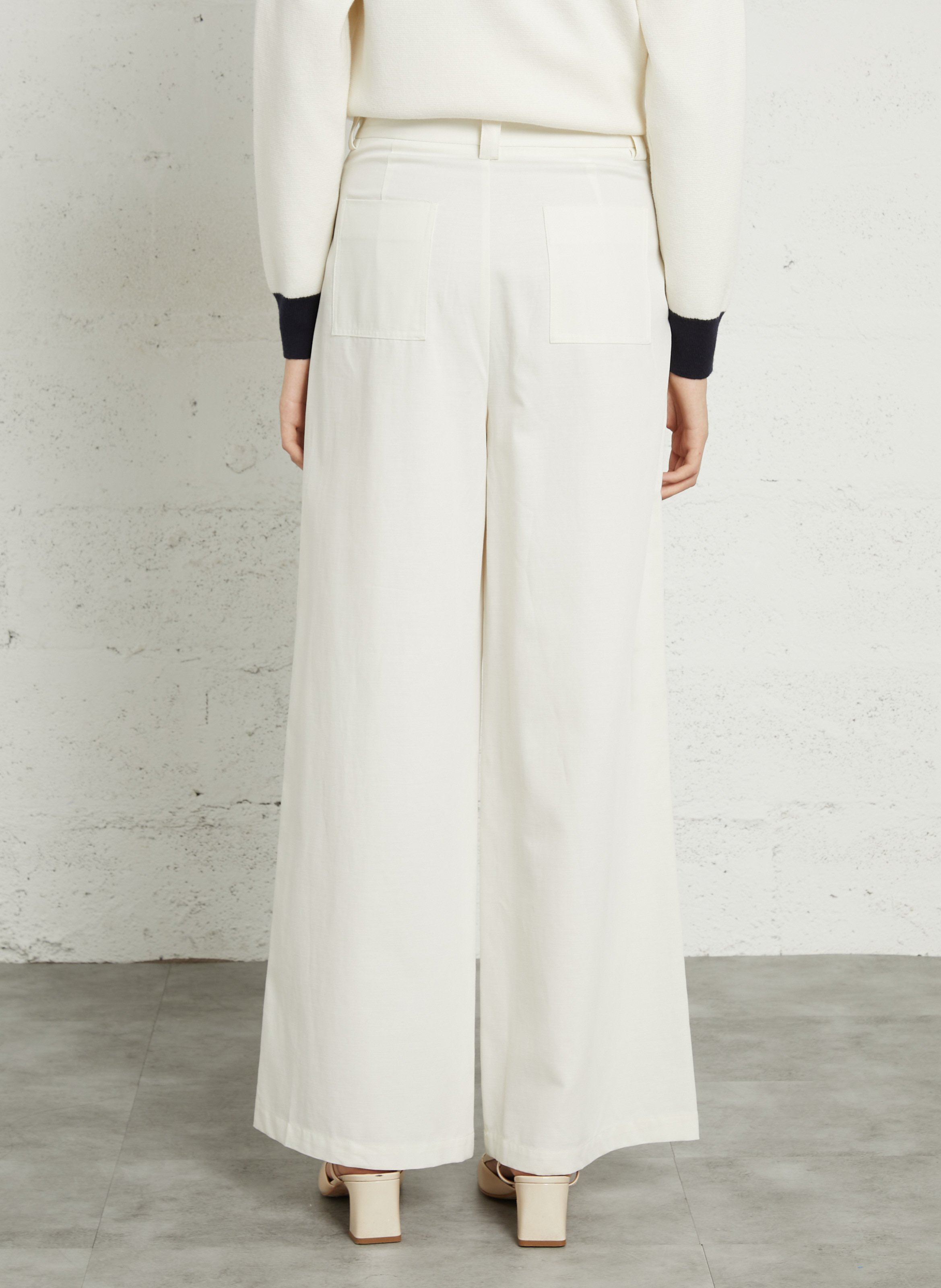 Pantalon large en coton mélangé SEE U SOON Blanc