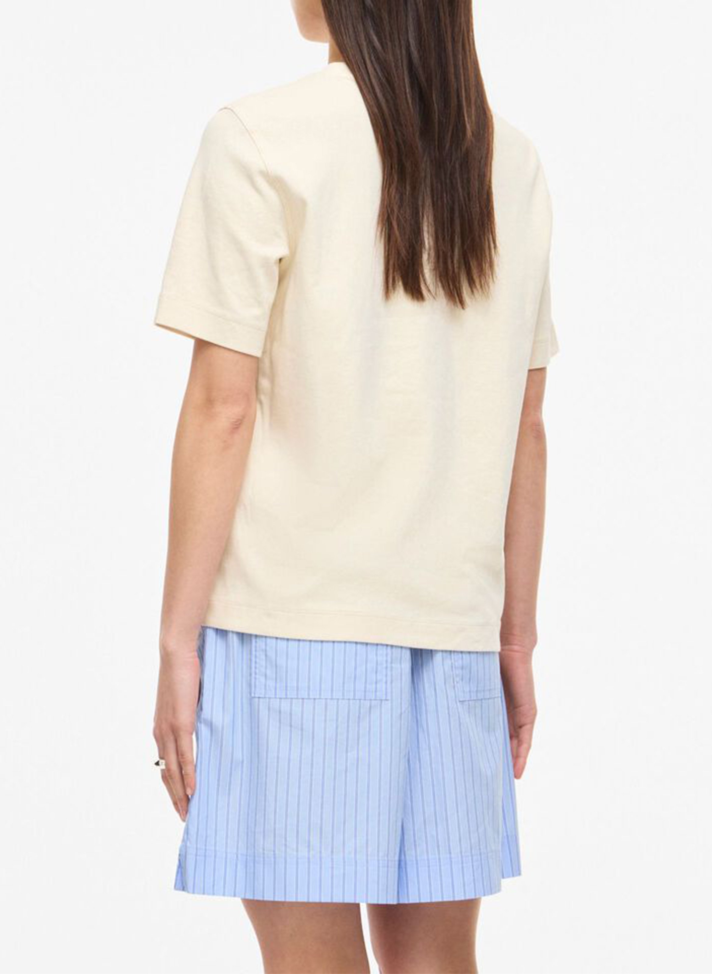 Straight round neck organic cotton t-shirt ROUGE EDIT Beige