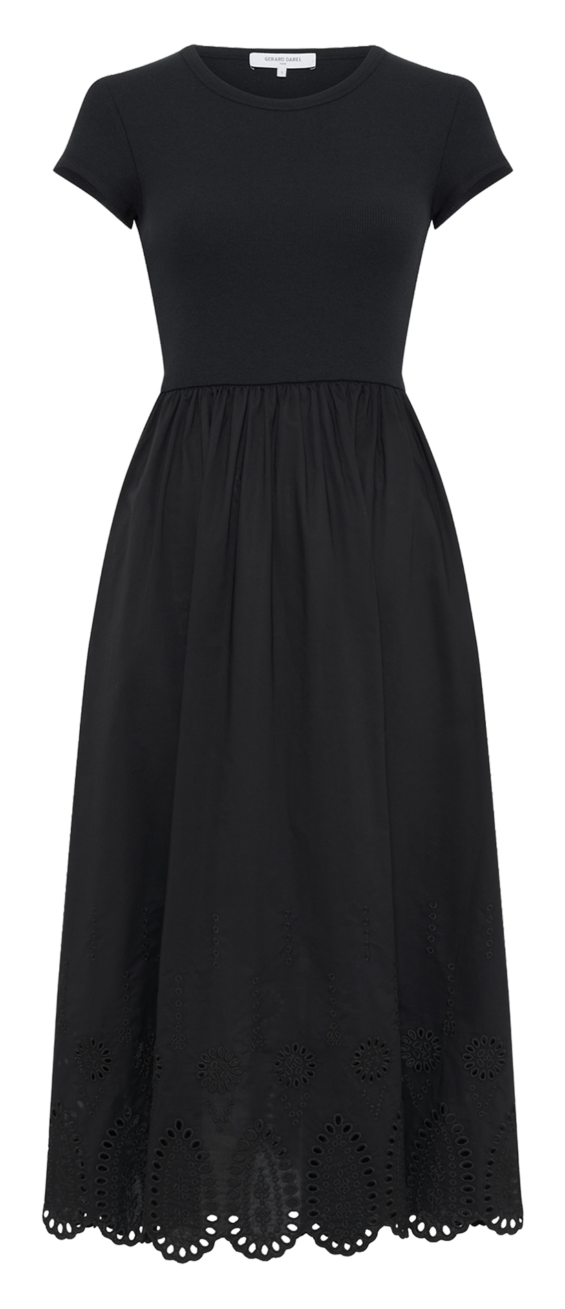 Robe midi bi matière à broderie  GERARD DAREL Noir