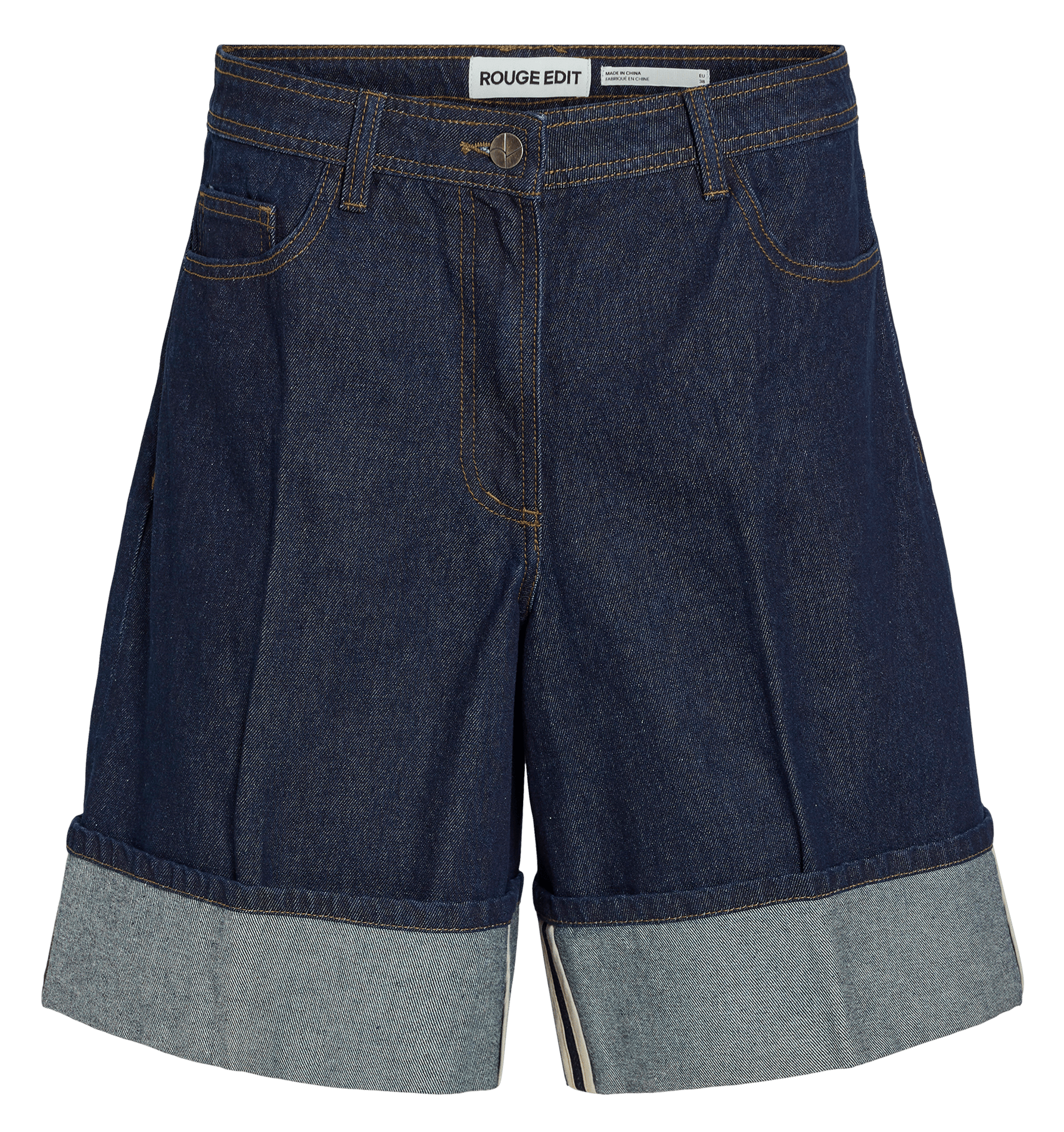 Straight cotton and recycled cotton shorts ROUGE EDIT Blue
