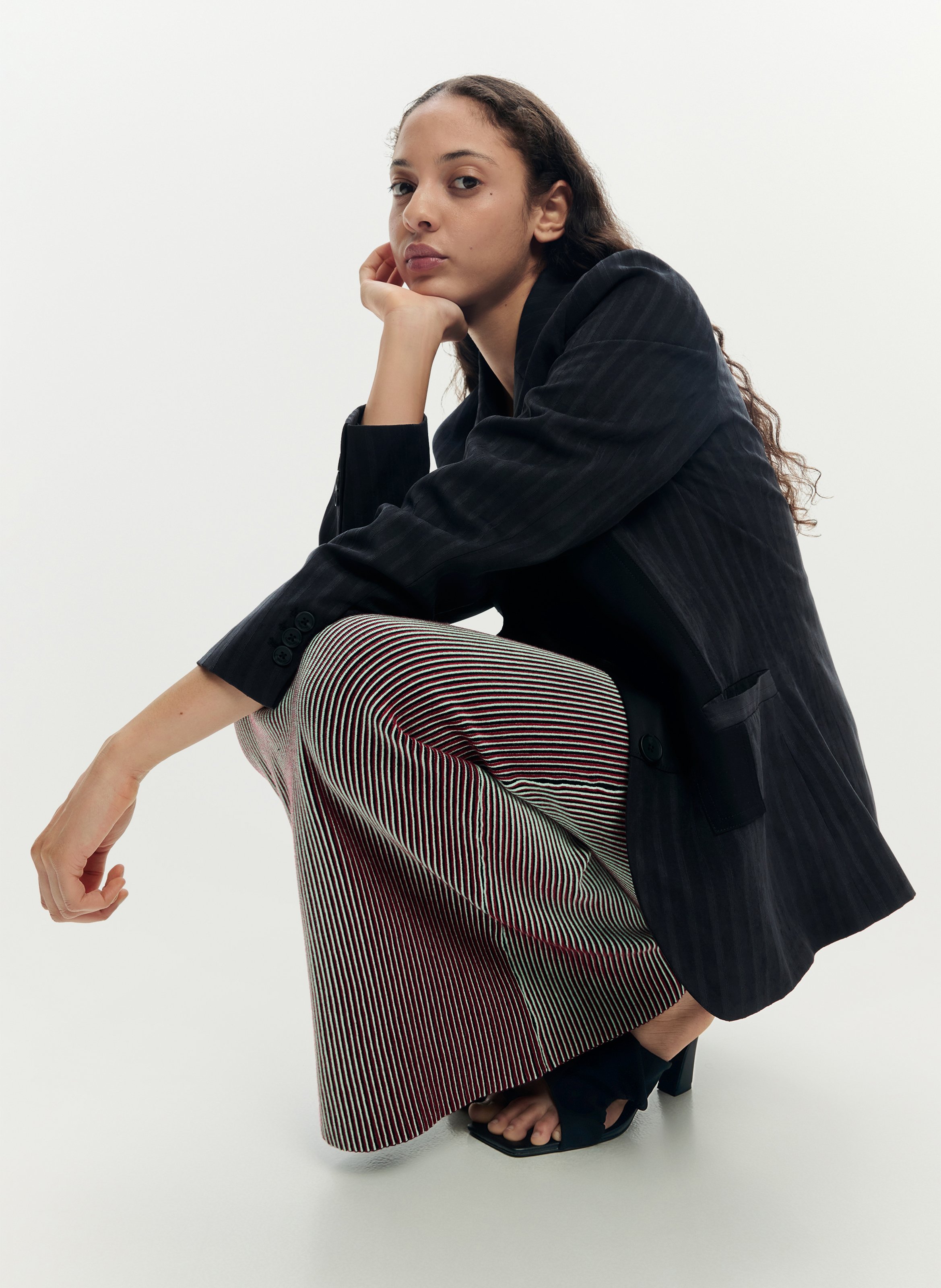 Jupe longue ajustée rayée DESIGUAL Vert