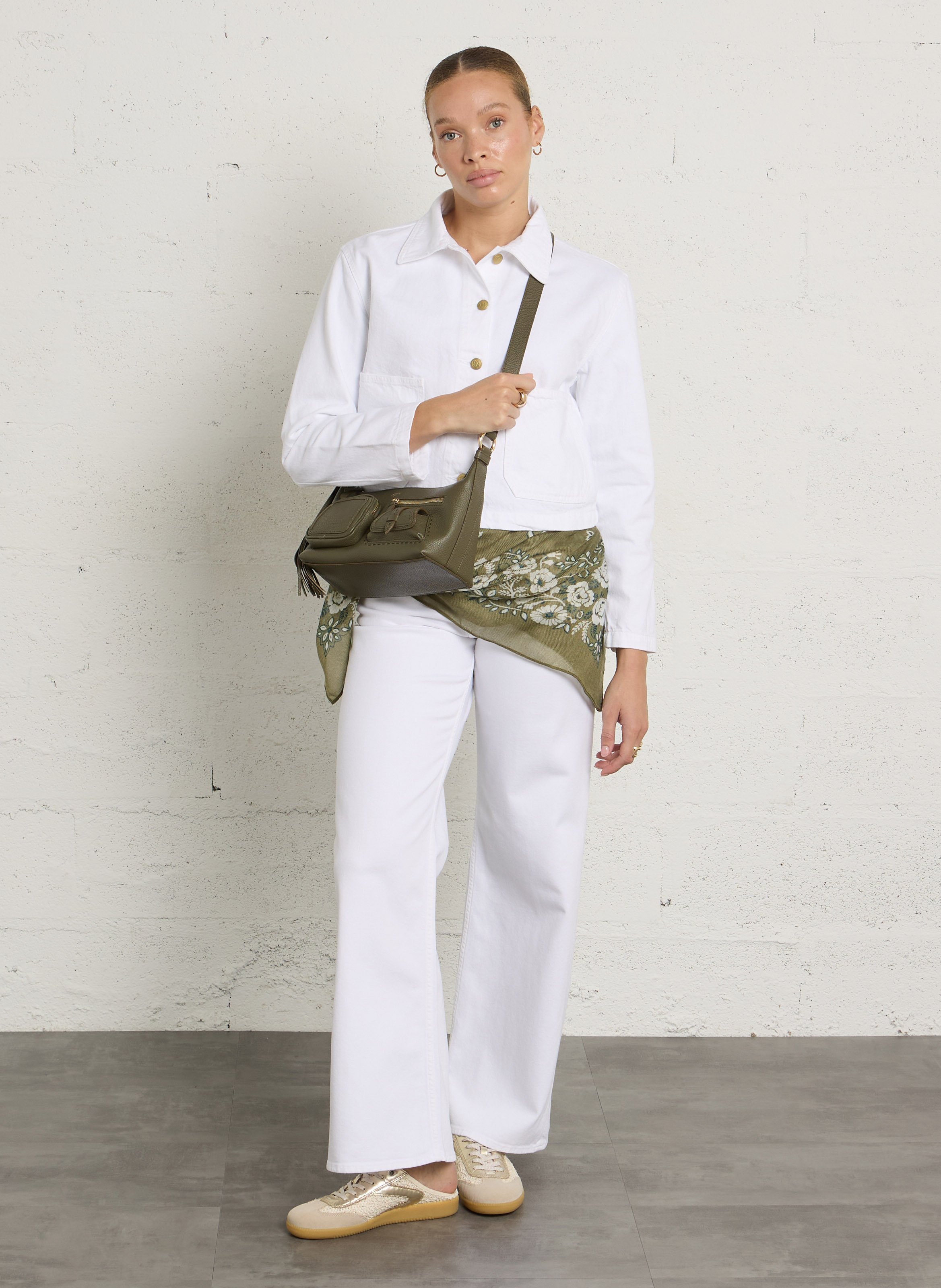 Sac bandoulière en cuir LANCEL Kaki