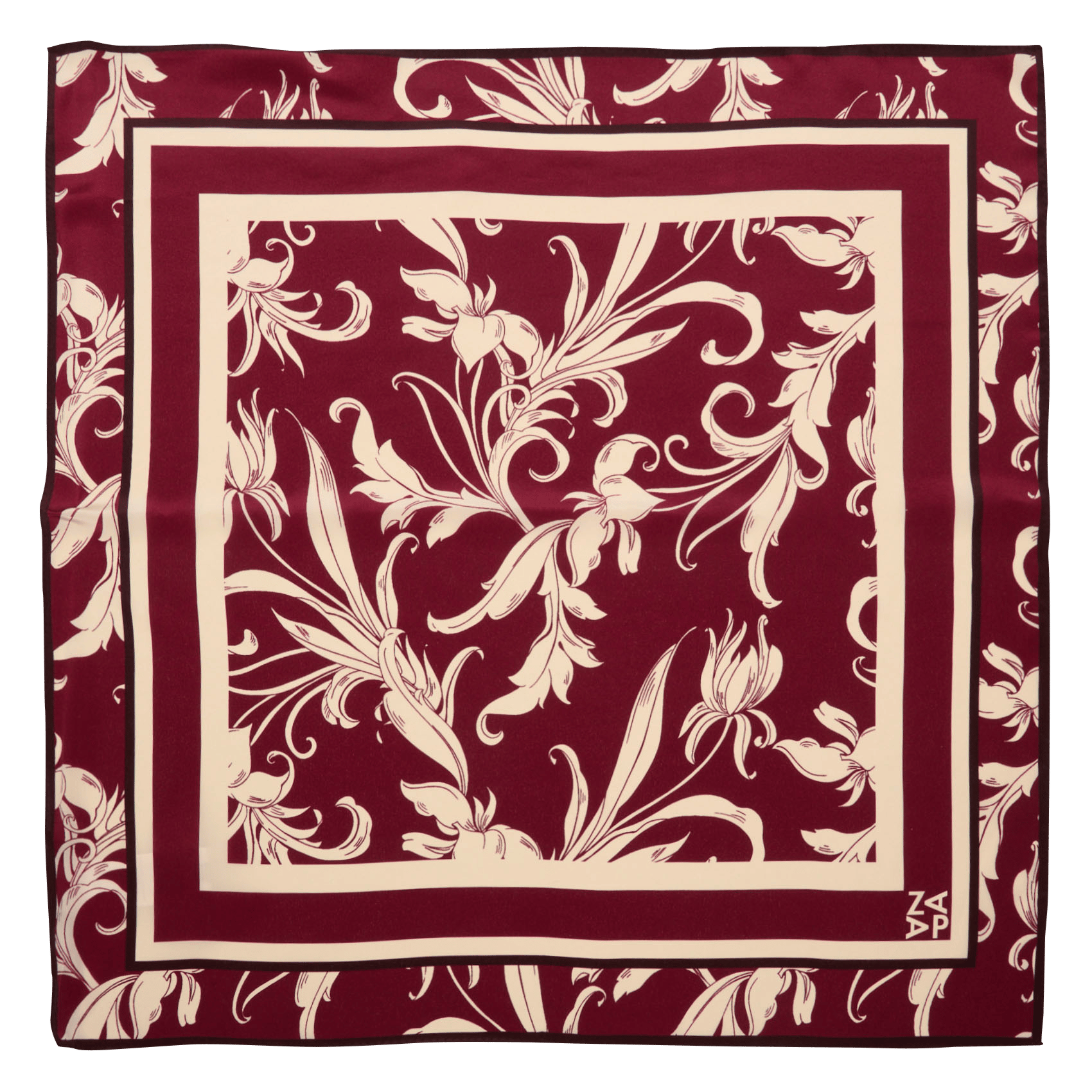 Floral print silk square scarf ZAPA White