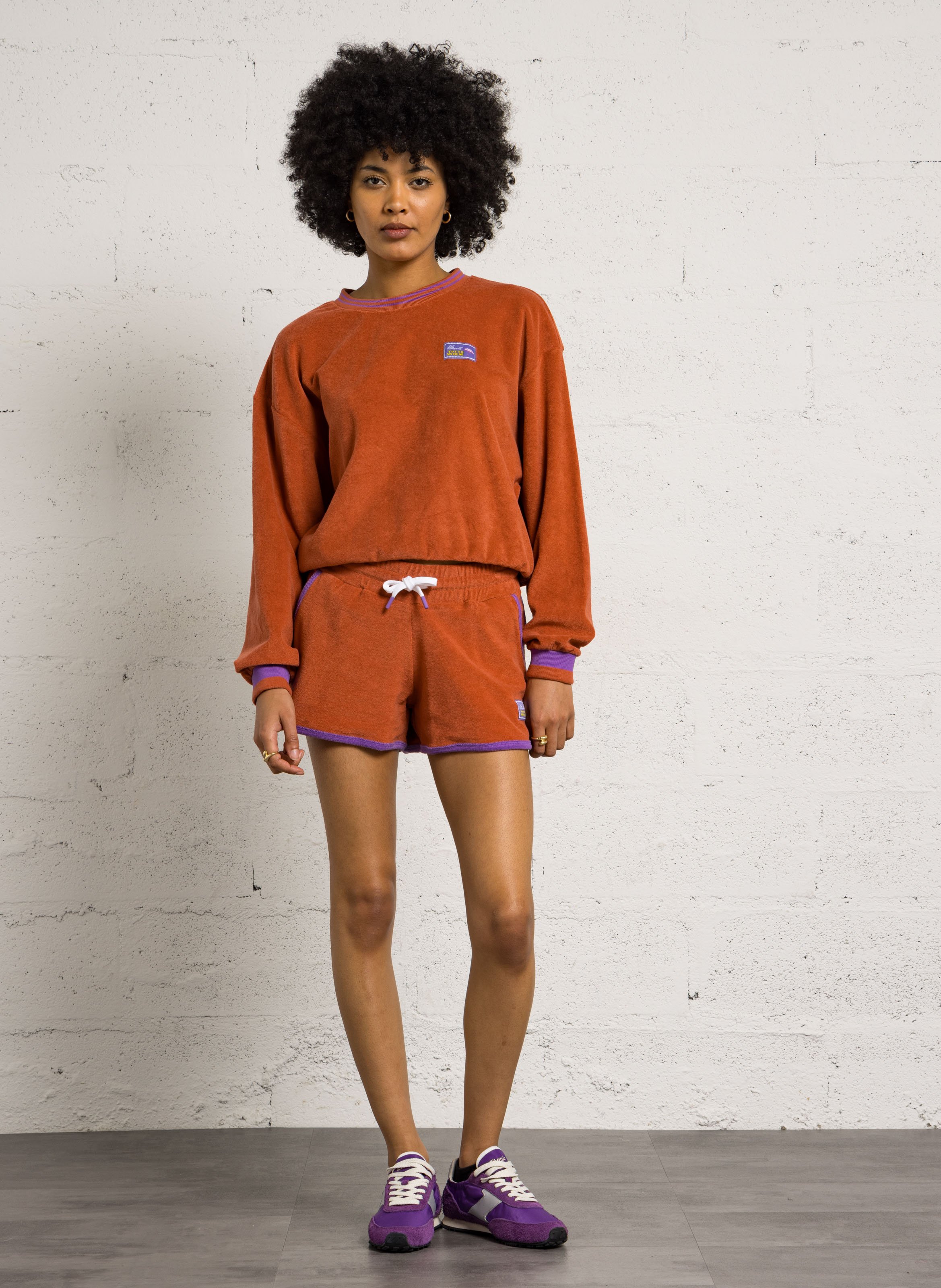 Sweat col rond en coton LA NOUVELLE Marron