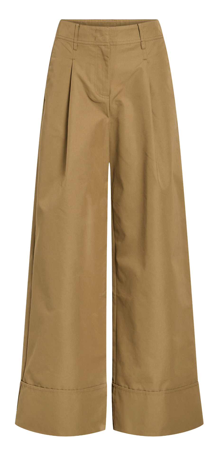 Wide pleated pants in blended cotton Brown