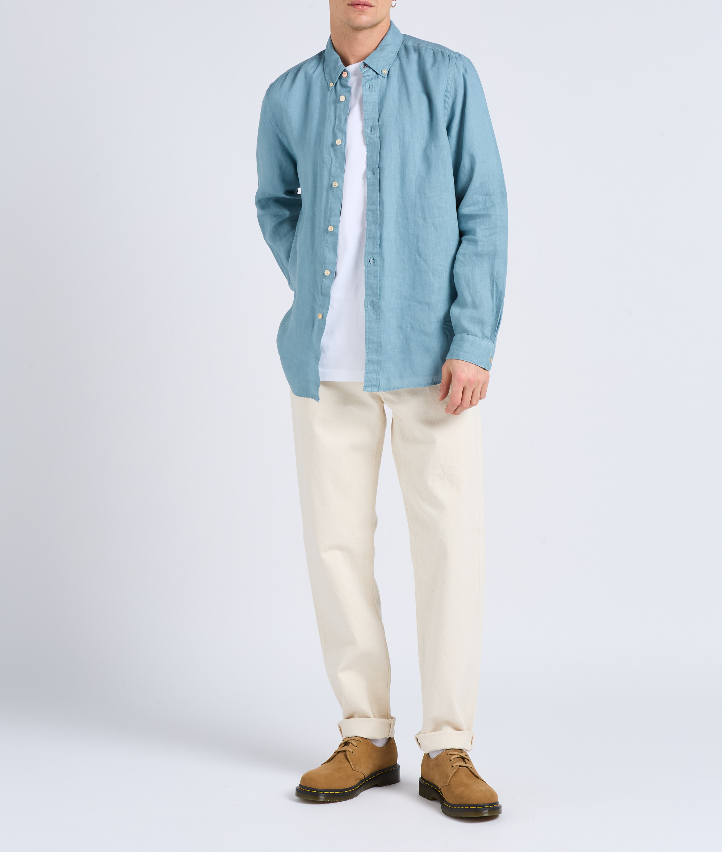 Regular-fit linen shirt with cutaway collar PAUL SMITH Blue