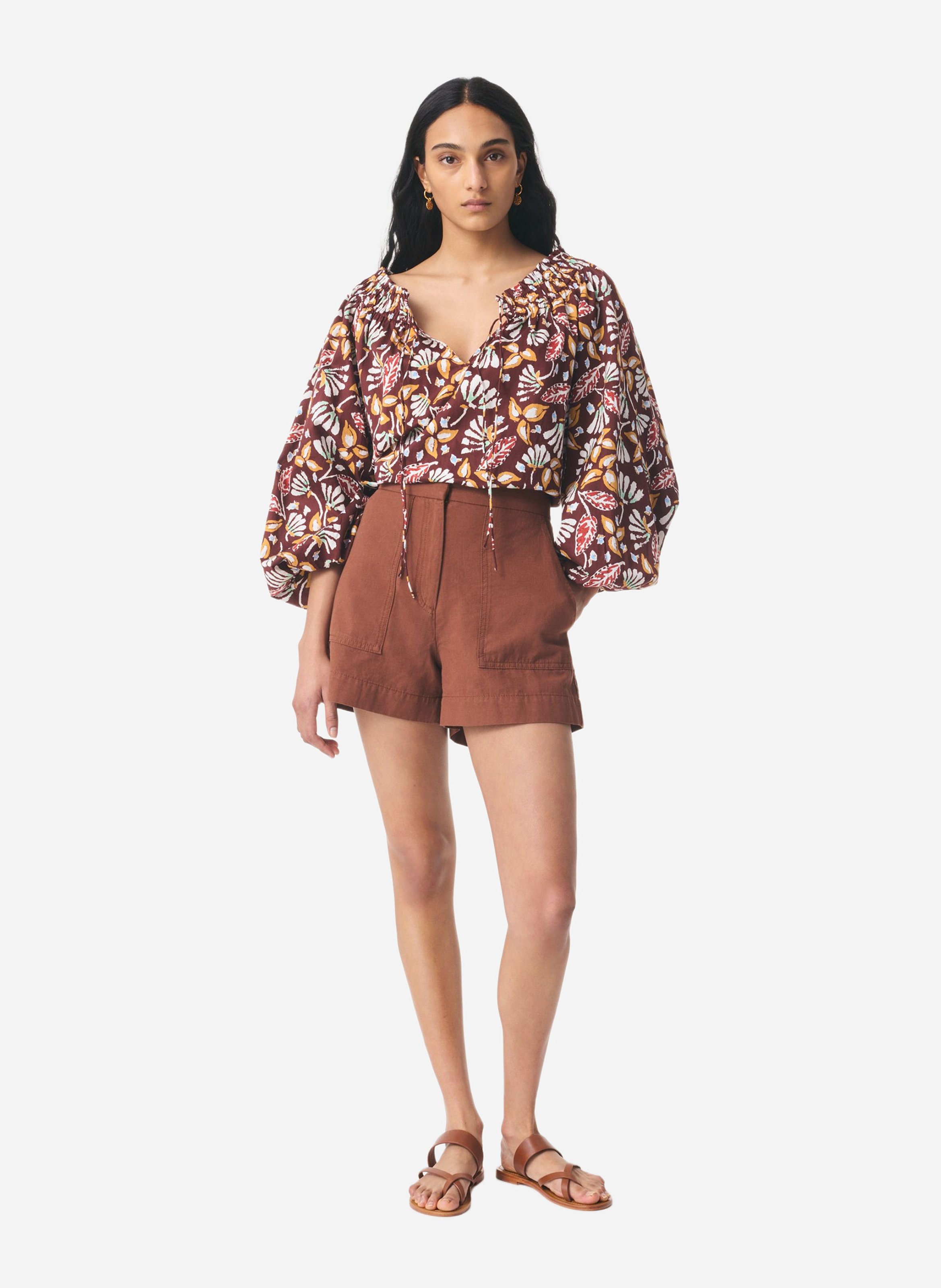 Short taille haute droit uni VANESSA BRUNO Marron